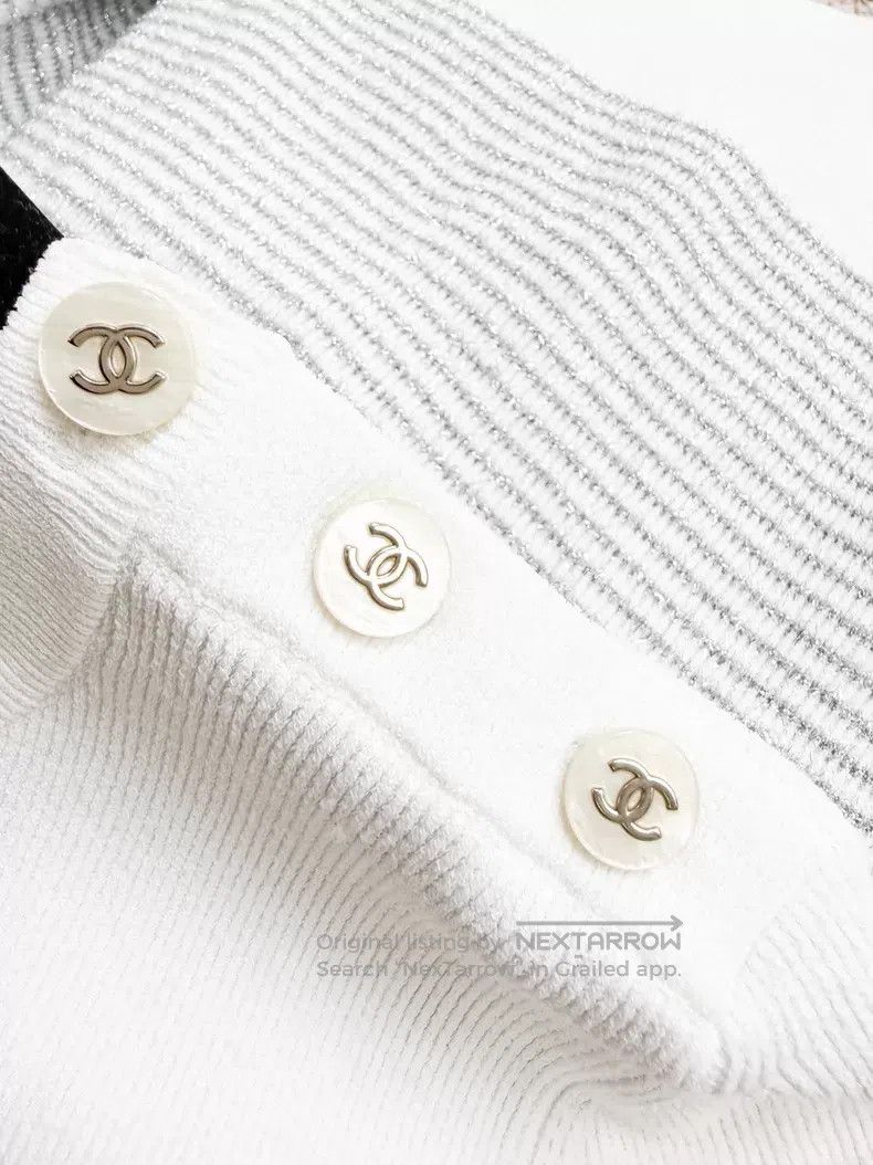 Chanel Chanel Silver silk striped long sleeves Size XS / US 0-2 / IT 36-38 - 4 Thumbnail