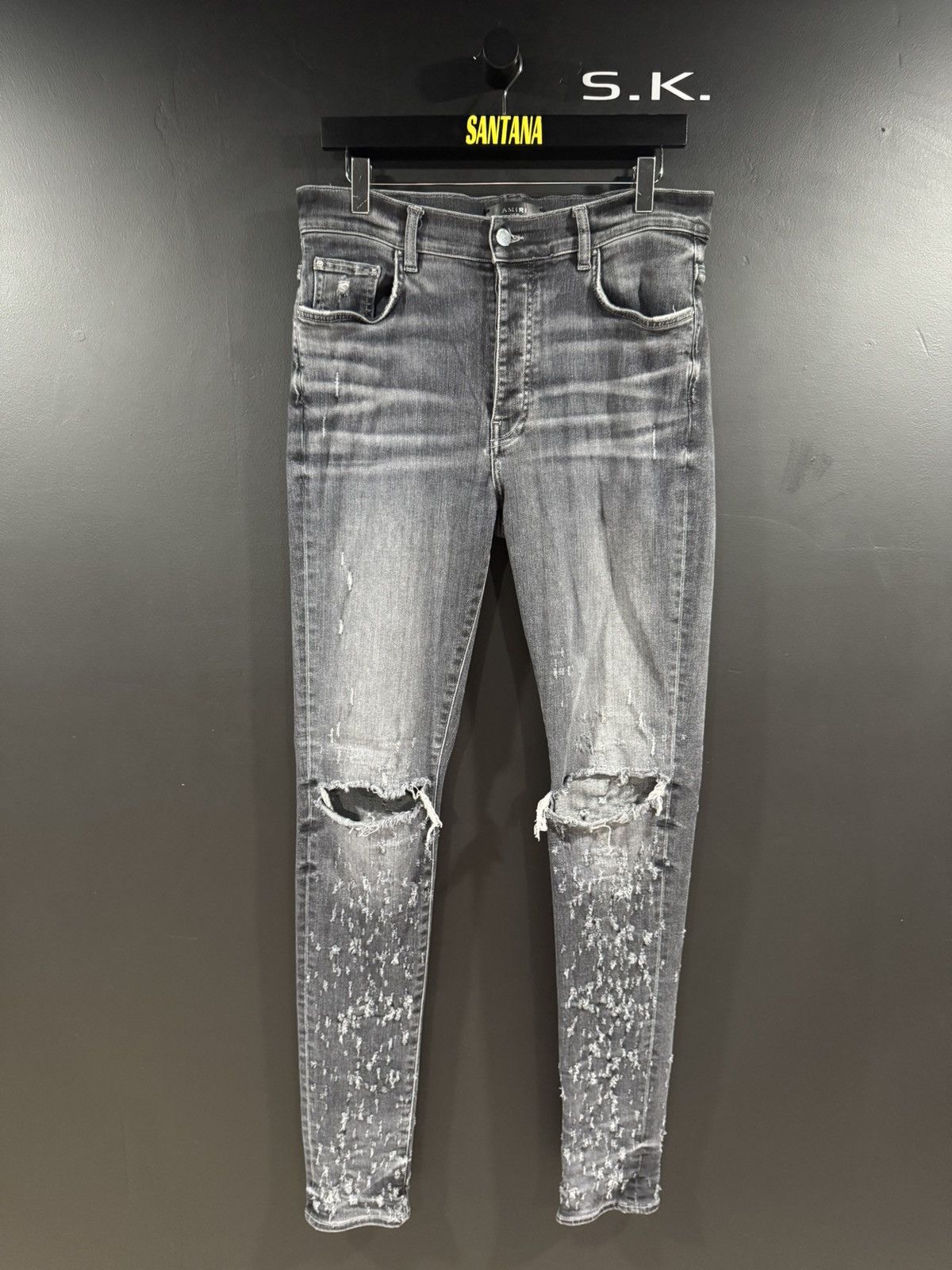 Amiri Amiri Grey Shotgun Distressed Stacked Denim Jeans 34 Size US 34 / EU 50 - 1 Thumbnail