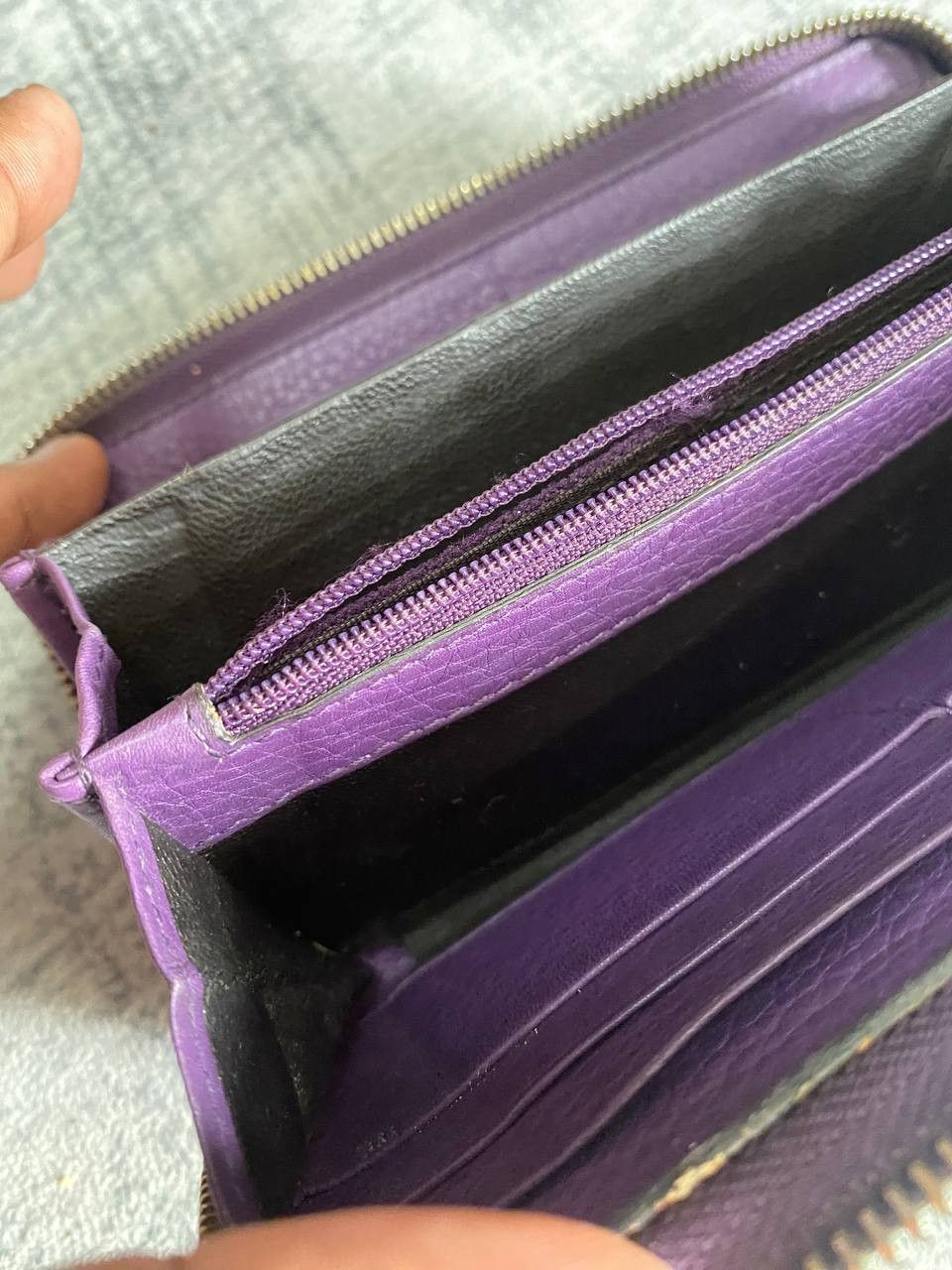 Gucci Gucci Soho GG Zip Around Leather Wallet Purple Size ONE SIZE - 21 Thumbnail