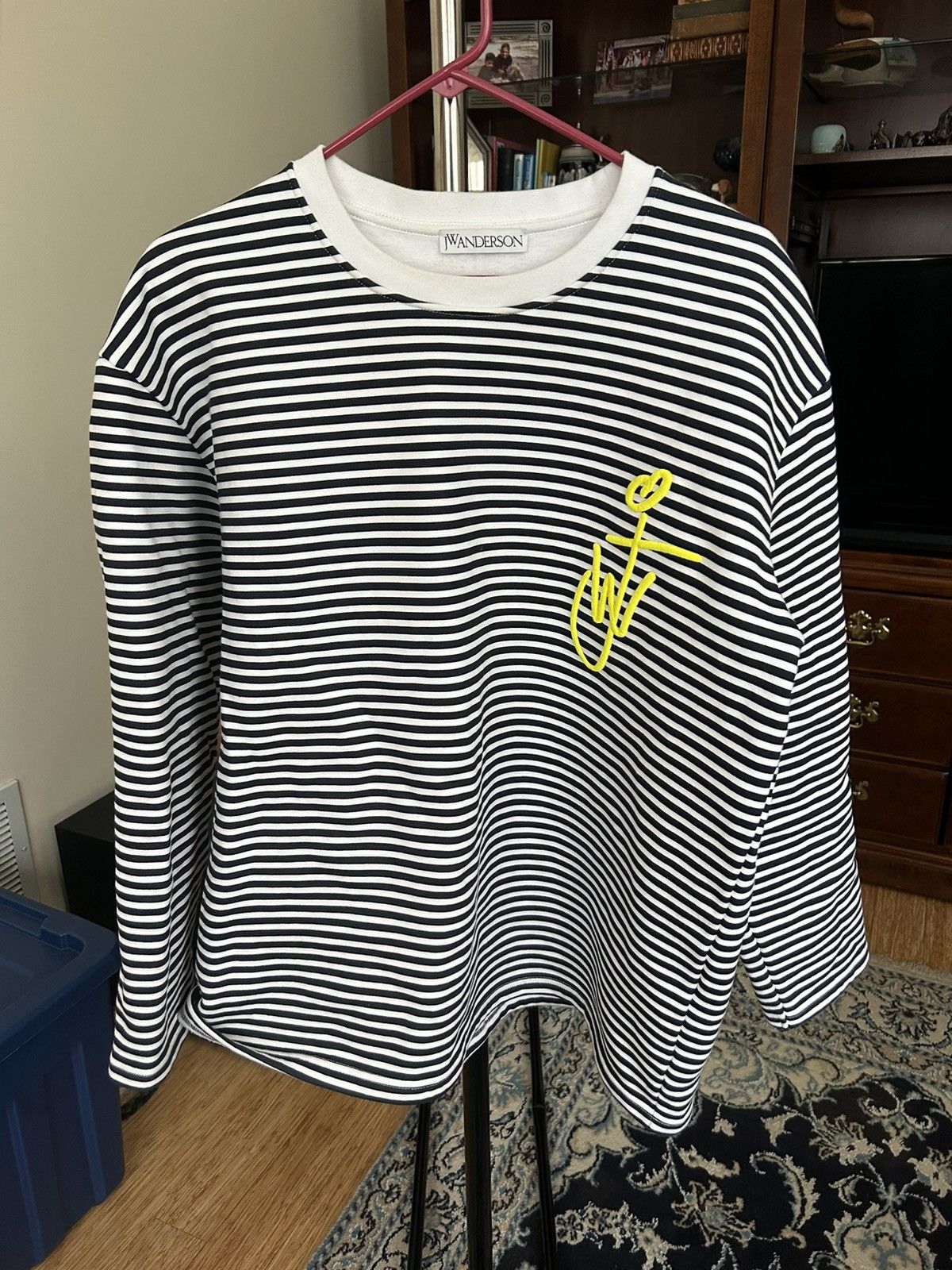 image of J W Anderson J.w Anderson Striped Crewneck Sweatshirt in White, Men's (Size Large)