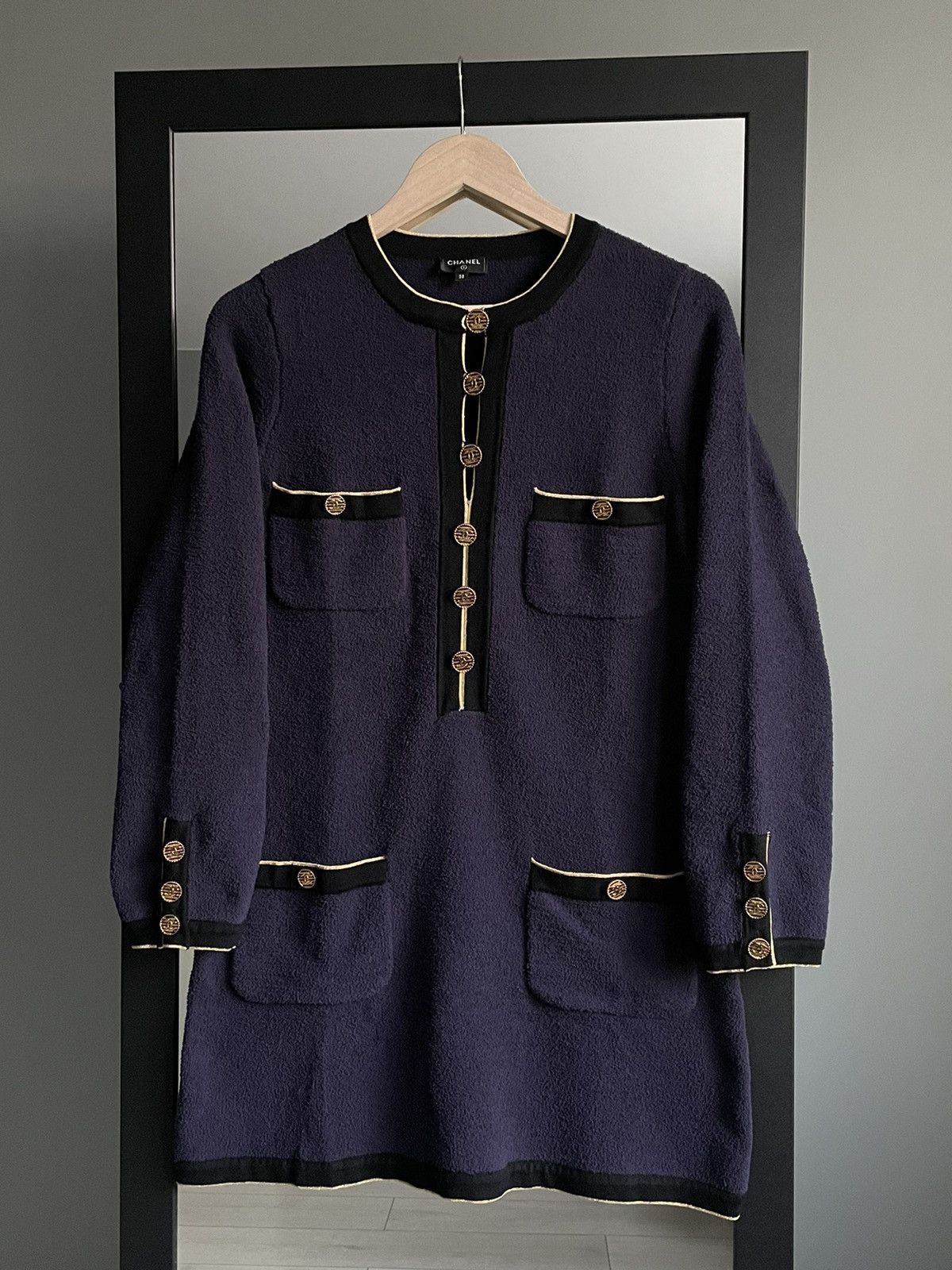 Chanel Chanel Gold CC Logo Buttons Teddy Dress Size S / US 4 / IT 40 - 1 Thumbnail