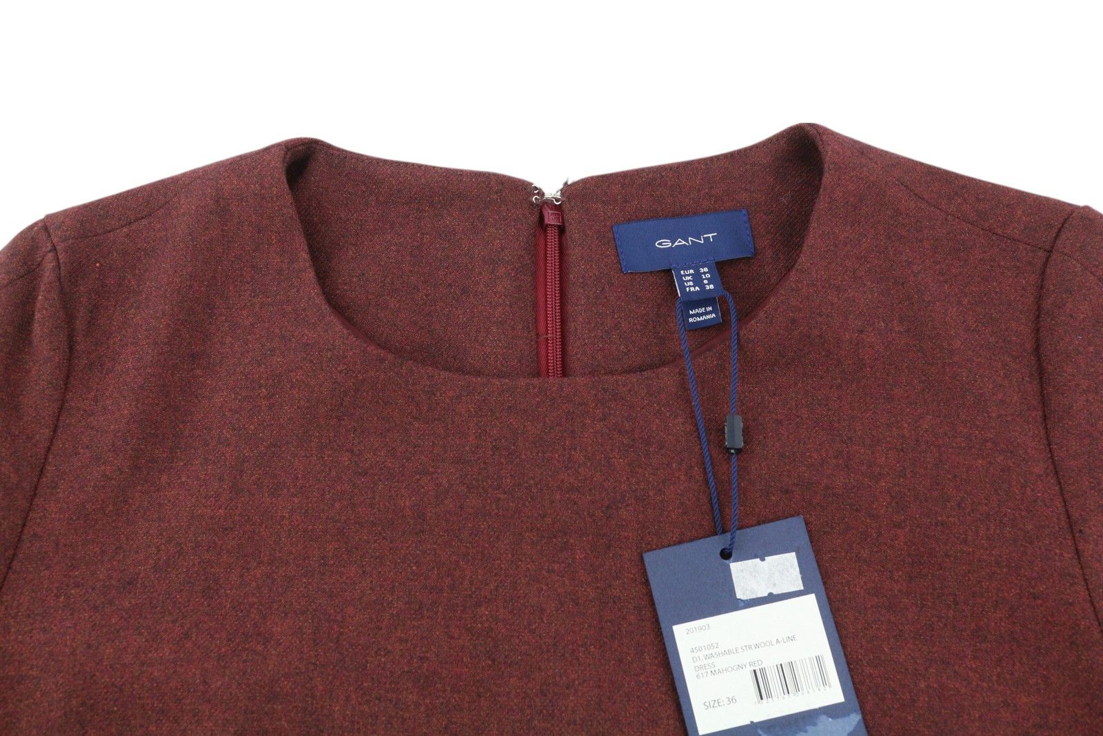 Gant WASHABLE STR WOOL EU36 Burgundy 3/4 Sleeve Dress 85199 Size S / US 4 / IT 40 - 9 Thumbnail