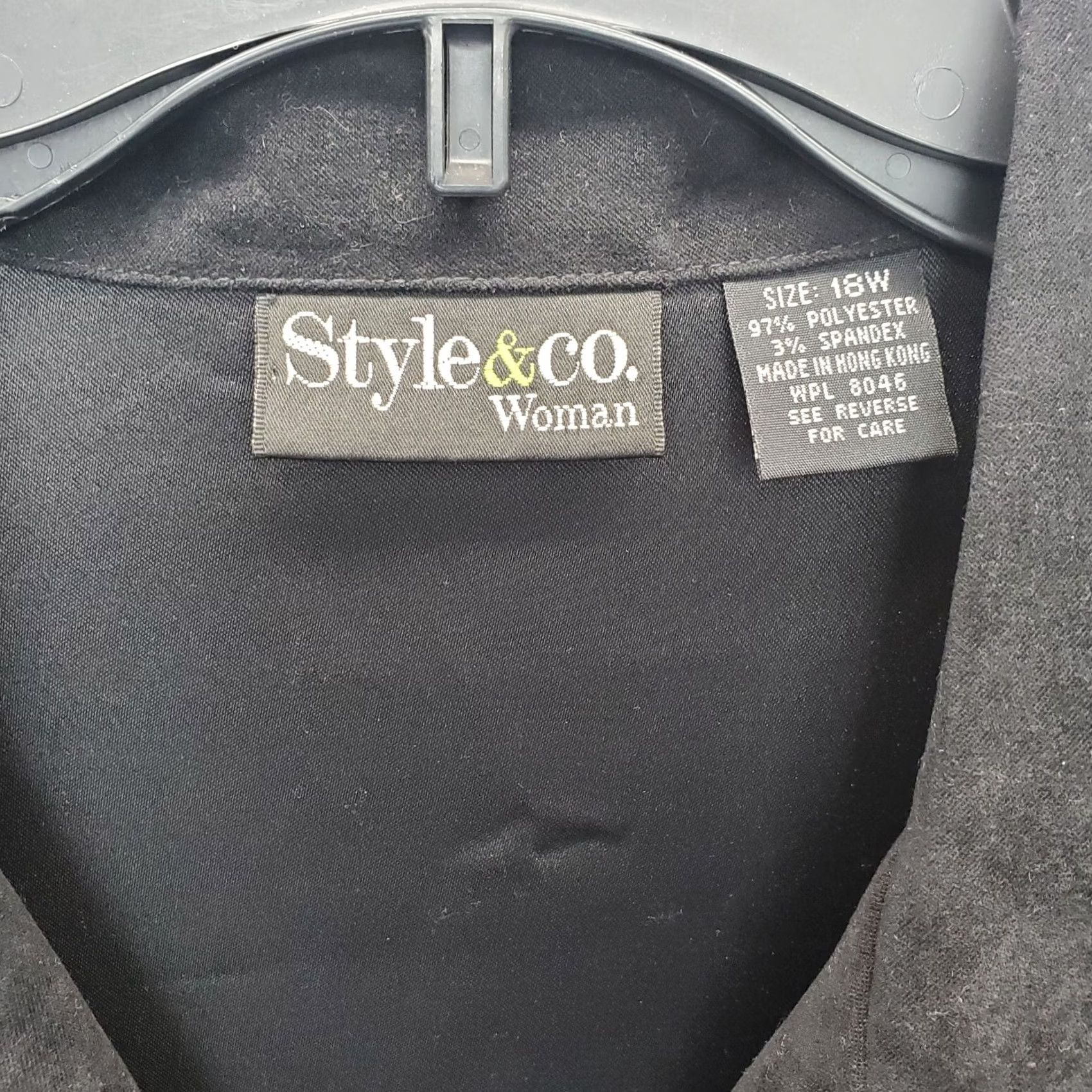 Vintage Style&co. Shacket Womens 18W Black Velour Pintuck Collared Inside Button Down Jacket Size XXL / US 16-18 / IT 52-54 - 7 Thumbnail