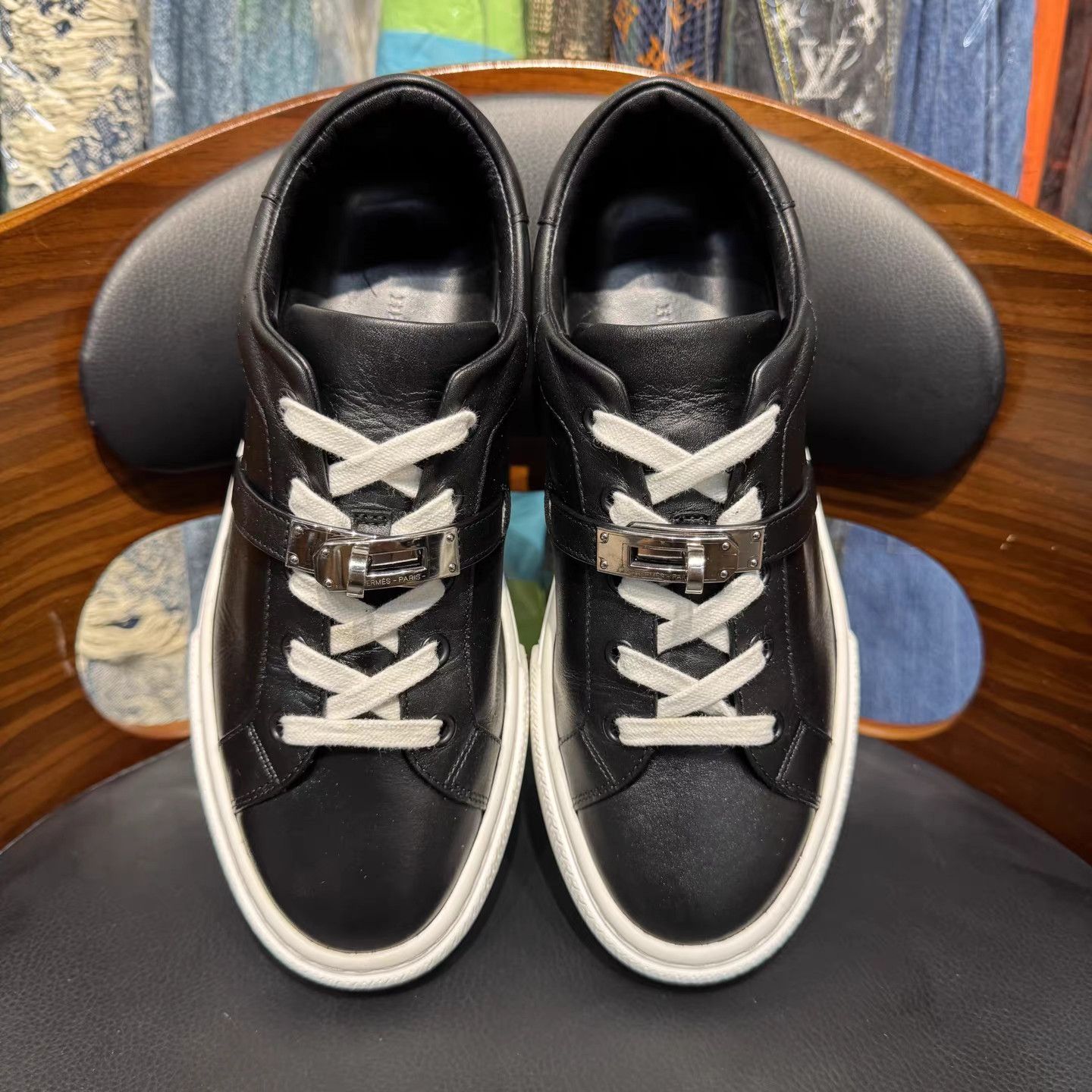 Hermes Hermes Day Calfskin Sneakers with Silver Buckle K15 Size US 7 / IT 37 - 7 Thumbnail
