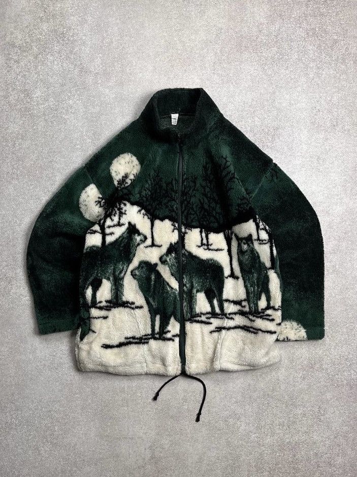 Vintage VINTAGE ANIMALS WOLVES FLEECE SHERPA JACKET S Size US S / EU 44-46 / 1 - 1 Thumbnail