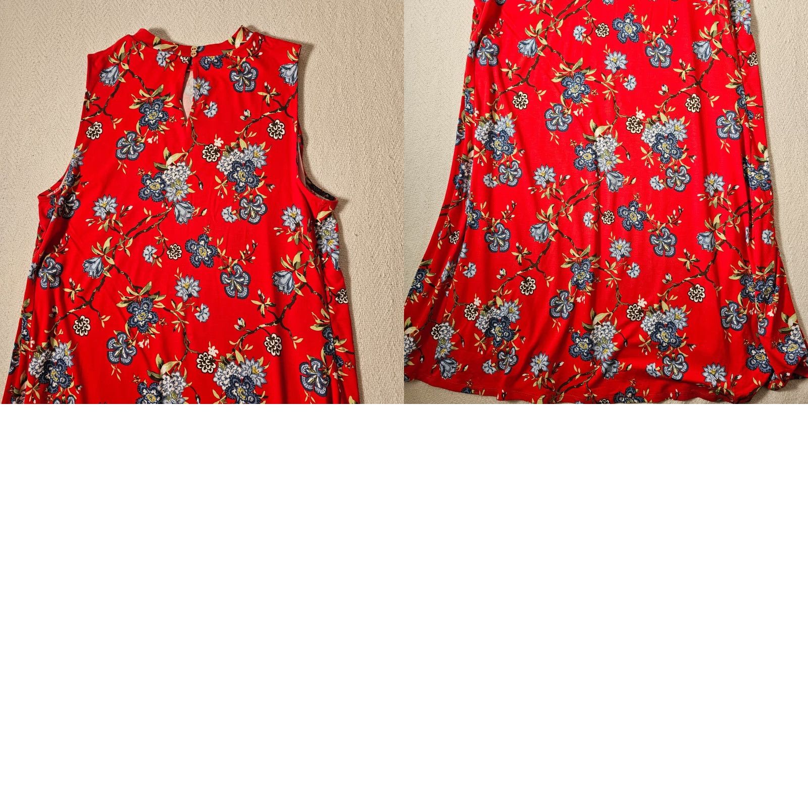 Loft LOFT Dress Knit Floral Sleeveless Mock Neck Long Length Red L Casual Sundress Womens Size L / US 10 / IT 46 - 9 Thumbnail