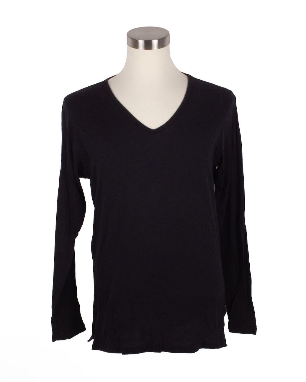 image of Ann Demeulemeester Black Cotton V-Neck Long Sleeve T-Shirt, Men's (Size Medium)