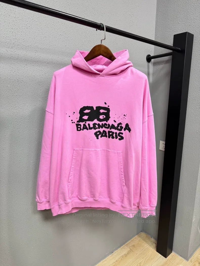 Balenciaga Pink Splatter Logo Hoodie