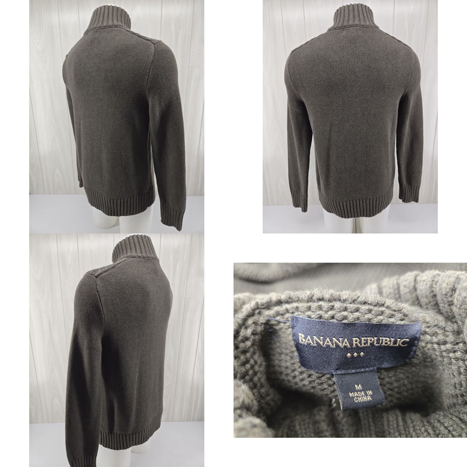Banana Republic Banana Republic Sweater Pullover 1/4 Zip Mens Medium Green Mock Neck Cable Knit Knitwear Holiday Casual Business Size US M / EU 48-50 / 2 - 8 Thumbnail