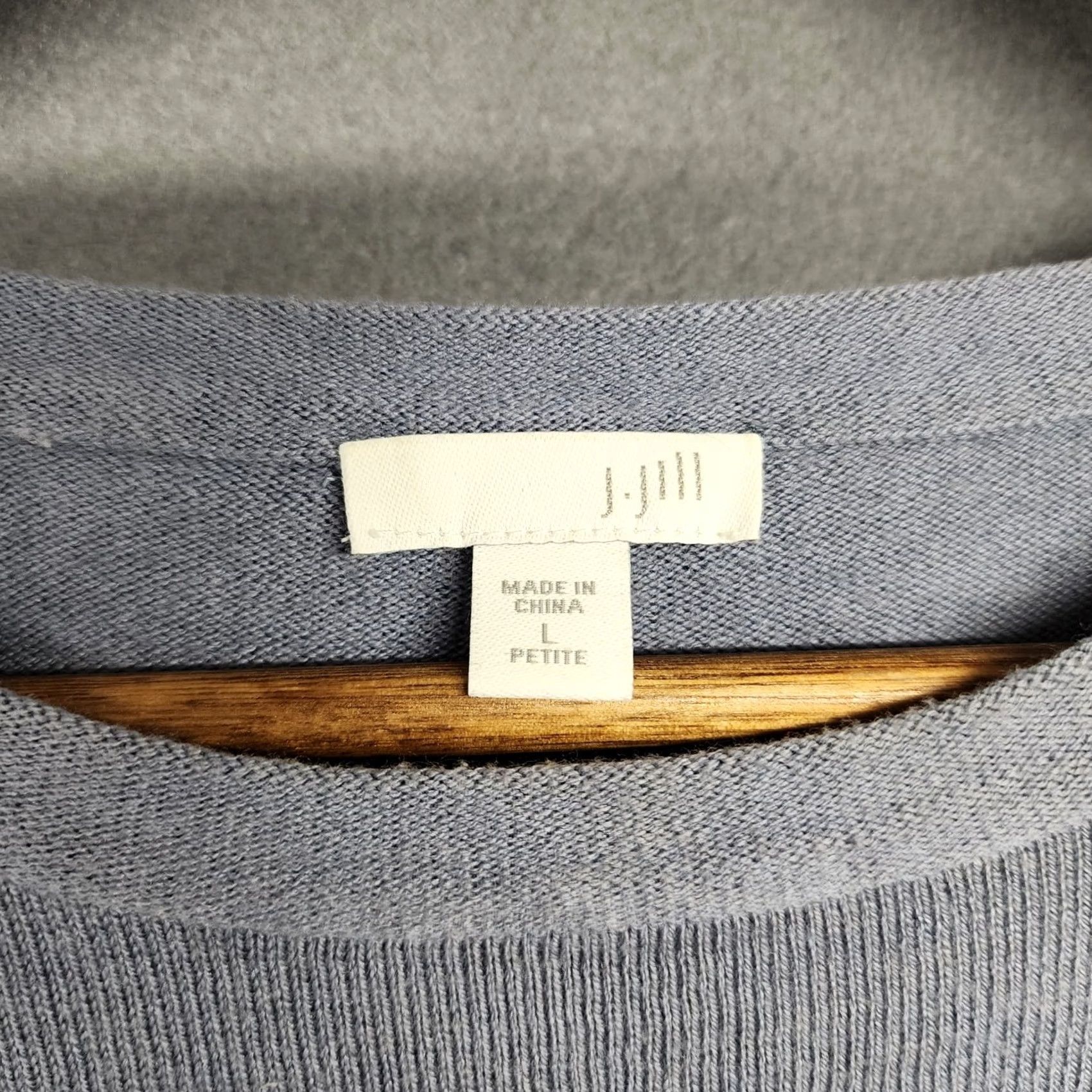 J. Jill J Jill Top Women Large Petite Blue Cornflower Long Sleeve Stretch Viscose Cotton Size L / US 10 / IT 46 - 3 Thumbnail