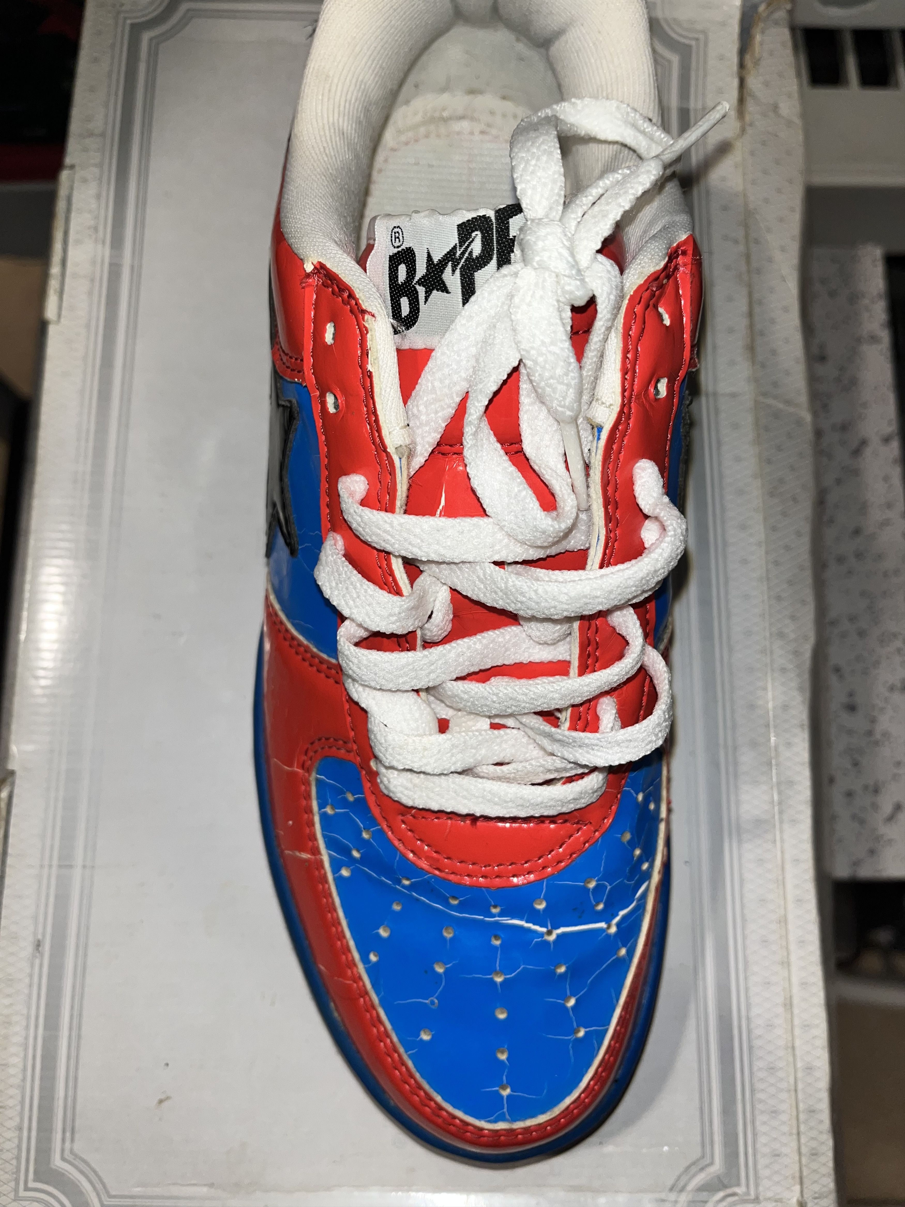 Bape Marvel x A Bathing Ape Spiderman Red/ Blue Bapesta Nigo Size US 8 / EU 41 - 3 Thumbnail