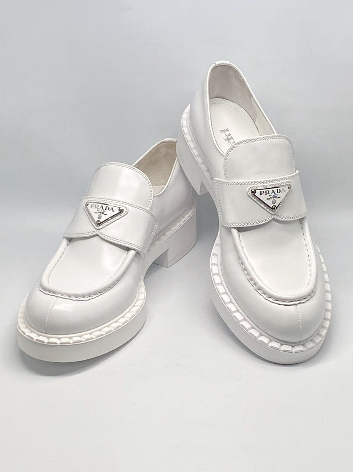 Prada Prada Spazzolato Logo Platform Leather Loafers size 39.5 Size US 9.5 / IT 39.5 - 6 Thumbnail