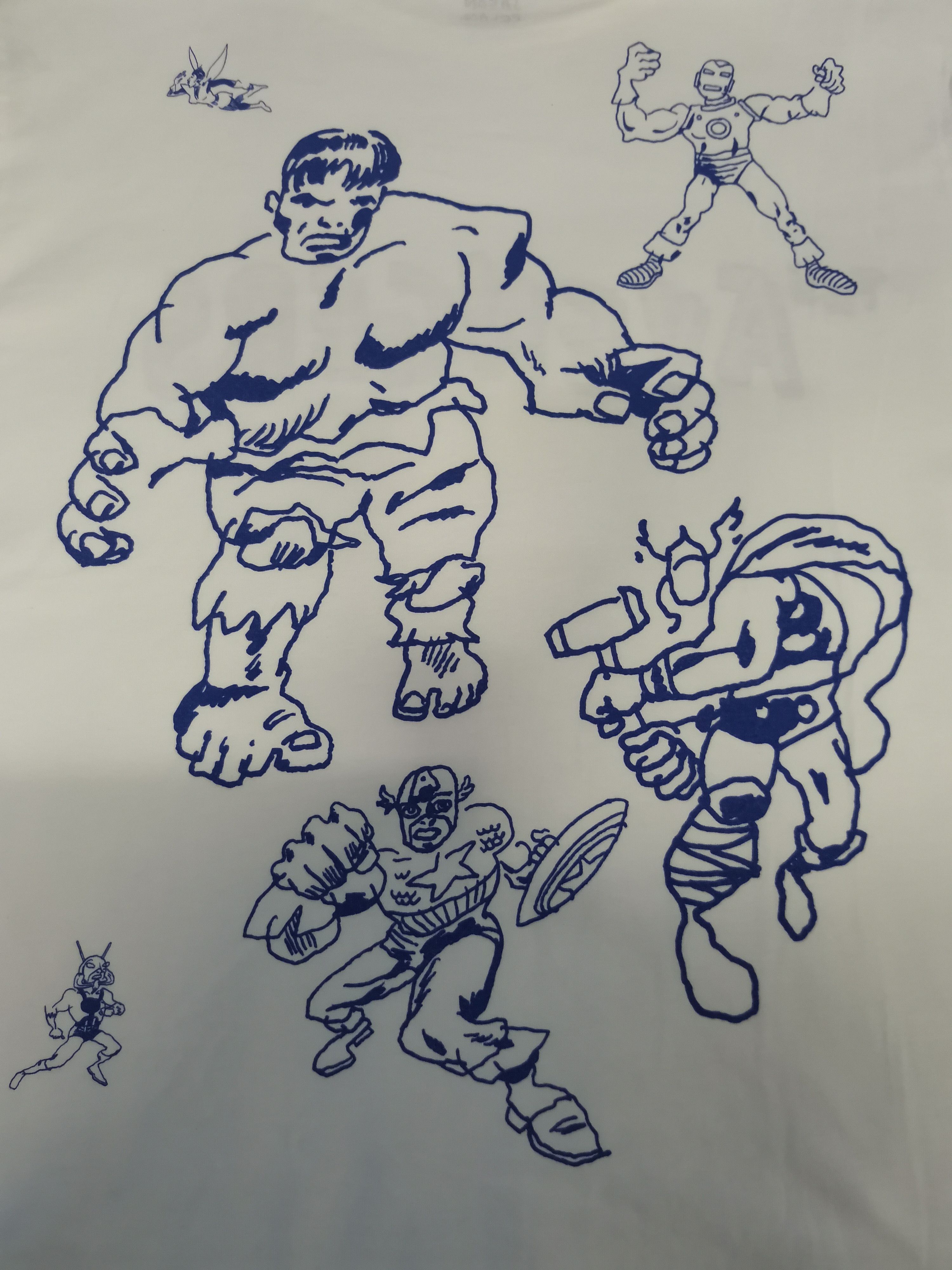 image of Jason Polan X Marvel Avengers Graphic Tee Japan Designer in White, Men's (Size XL)
