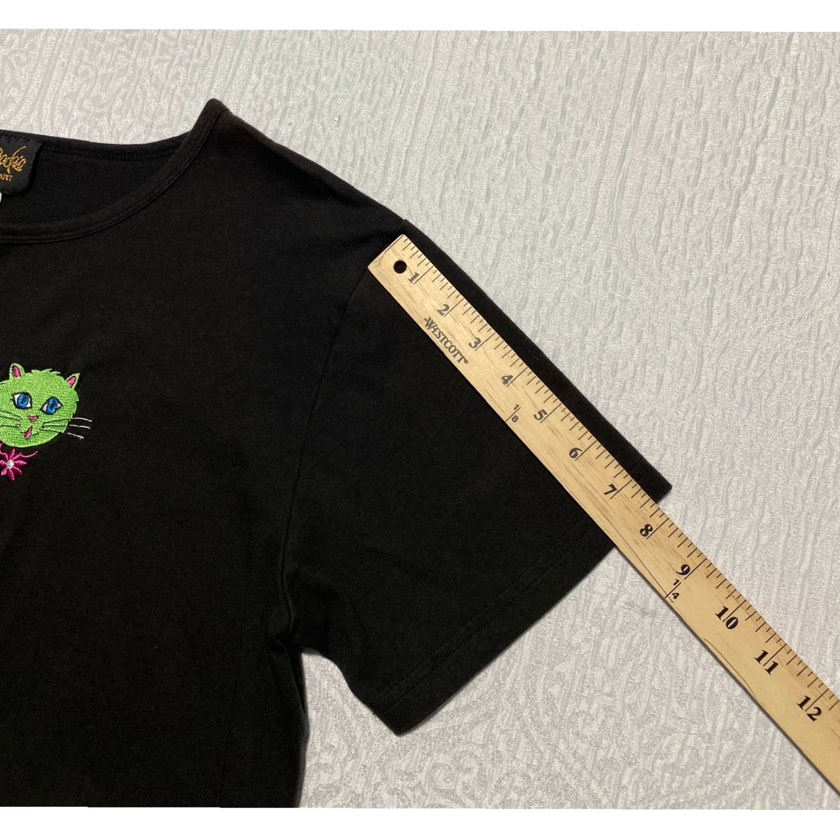 Bob Mackie VINTAGE Bob Mackie Shirt Womens L Black Embroidered Cat Faces Wearable Art 90s Tee Size L / US 10 / IT 46 - 7 Thumbnail