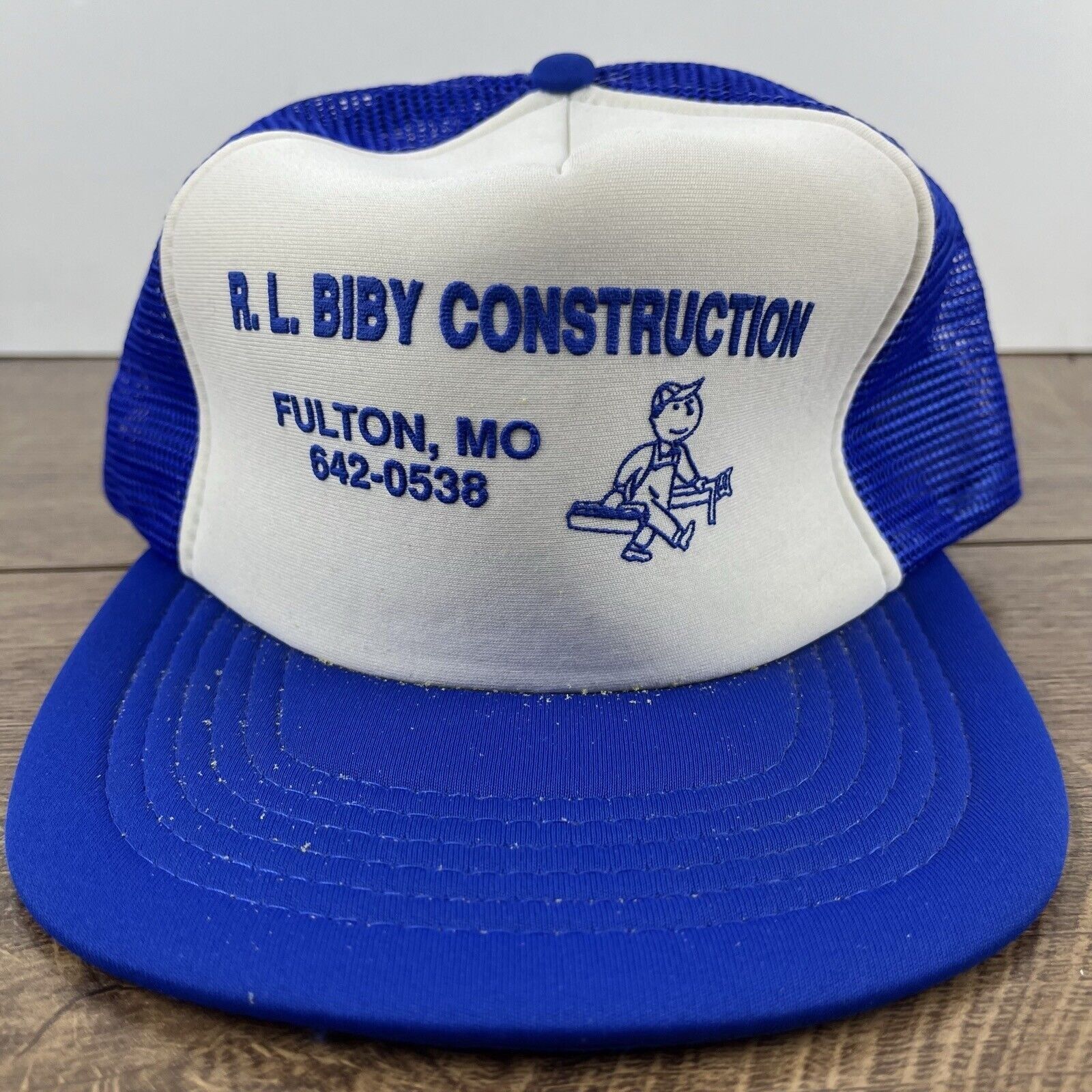 Other RL Biby Construction Hat Fulton Missouri Blue Adjustable Hat Size ONE SIZE - 5 Thumbnail