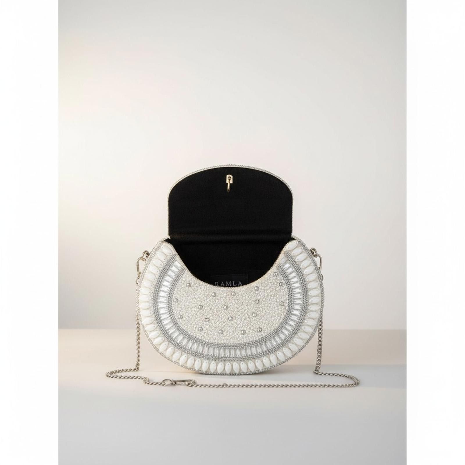 Other Ramla White Silver Mosaic Evening Bag Statement Luxury Size ONE SIZE - 3 Thumbnail