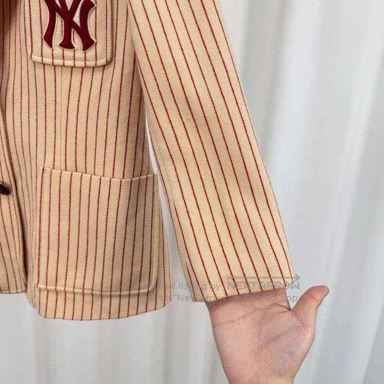 Gucci Gucci MLB co-branded embroidered striped woollen suit jack Size S / US 4 / IT 40 - 4 Thumbnail