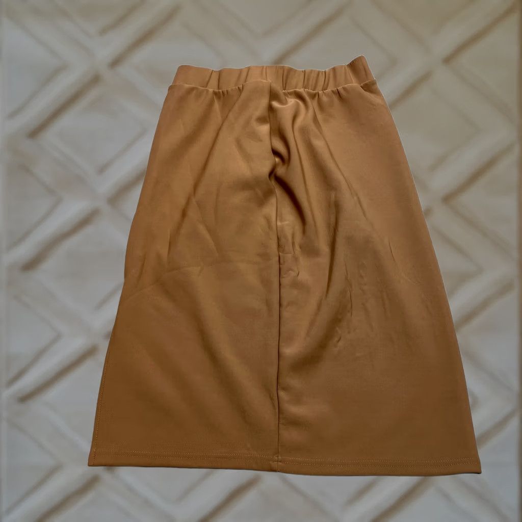 Vintage VINTAGE New Mix Skirt 2XL Brown Solid Knee Length Slit A-Line Junior Womens Skirt Size 40" / US 18 - 1 Thumbnail