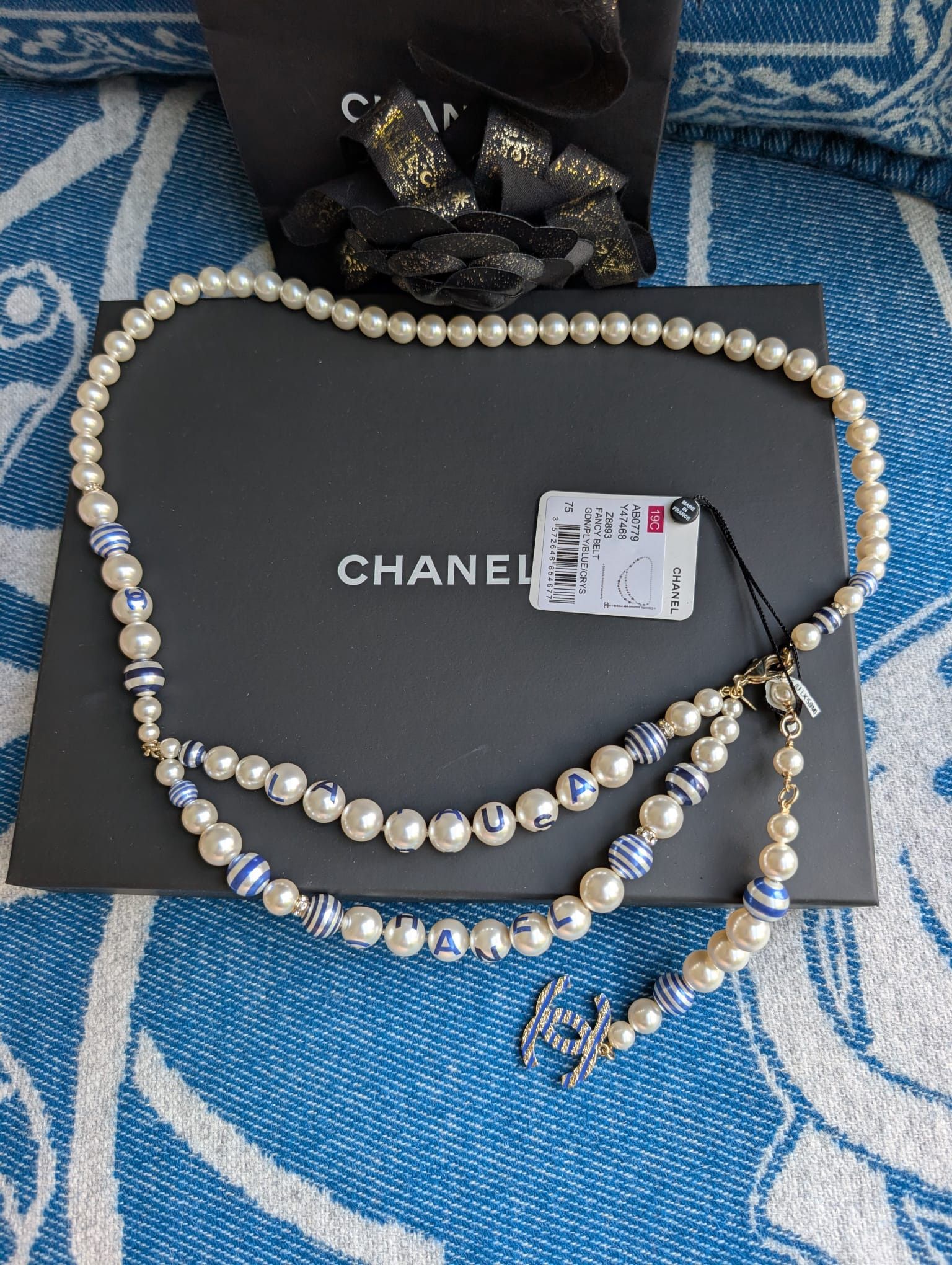 Chanel Chanel CC P19C La Pausa Pearl Logo GHW necklace belt tag Size ONE SIZE - 6 Thumbnail