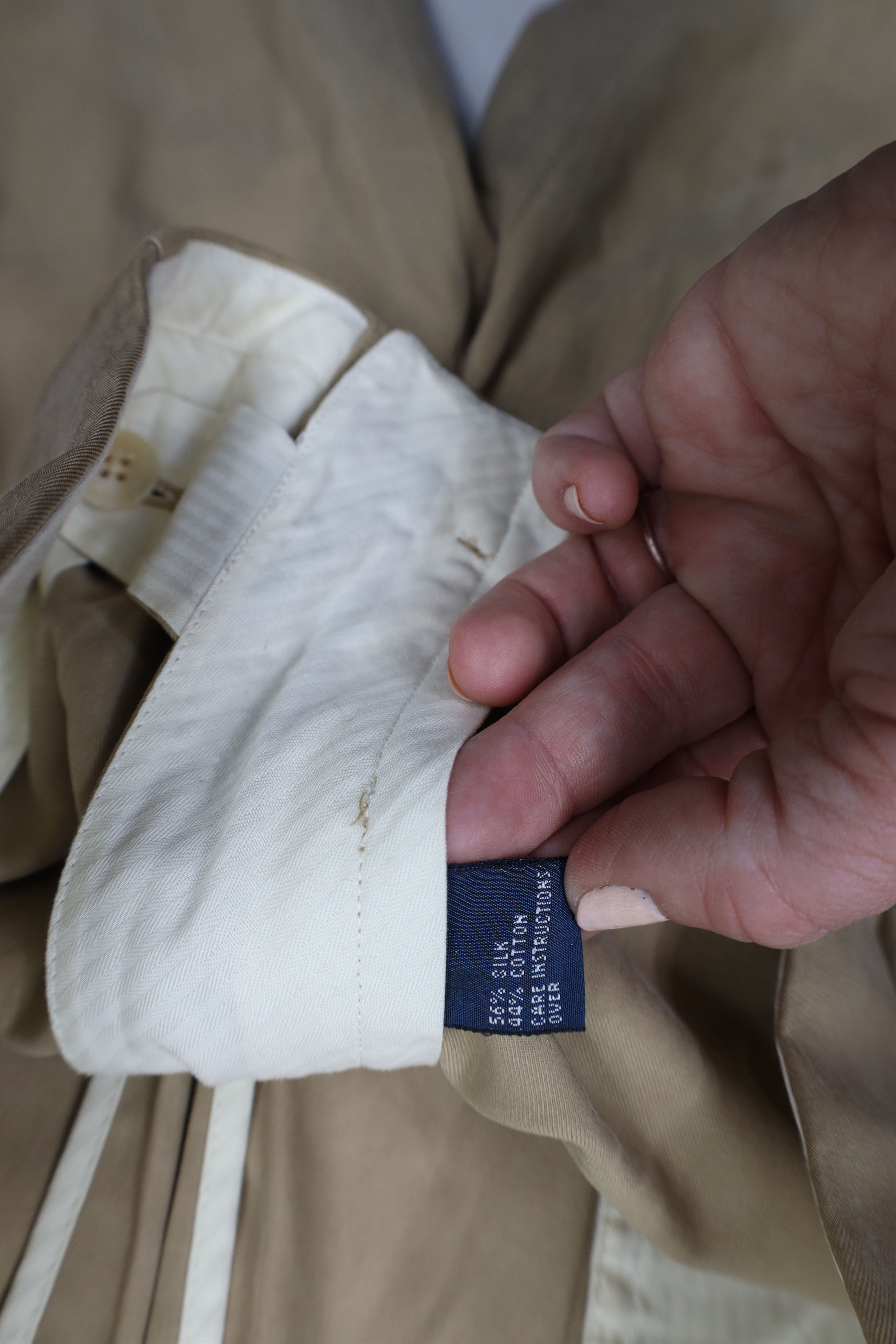Ralph Lauren × Vintage Vintage 90s Ralph Lauren Blend Wide Leg Chino Pants Beige Size US 36 / EU 52 - 8 Thumbnail