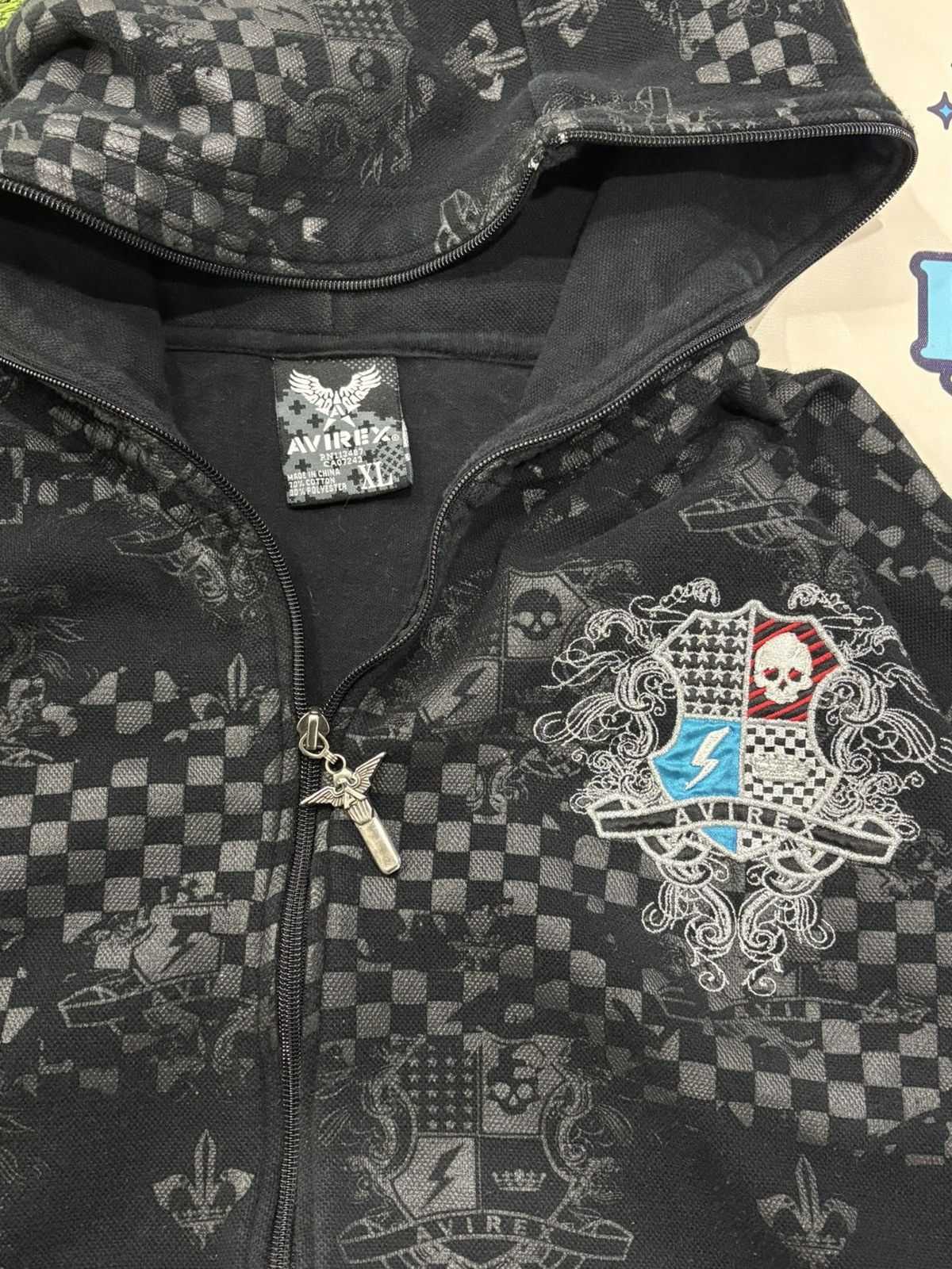 Avirex VINTAGE RARE AVIREX AOP FULL ZIP HOODIE Size US XL / EU 56 / 4 - 2 Thumbnail