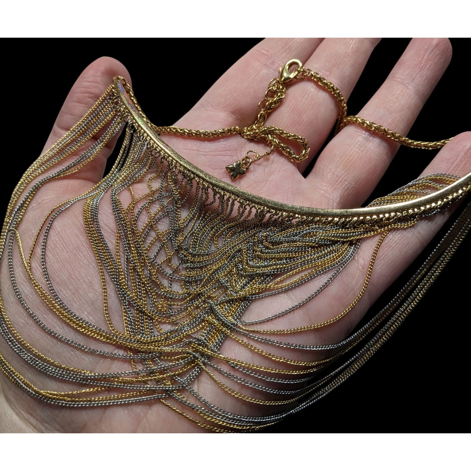 Bcbgmaxazria BCBGMAXAZRIA Draped Gold & Silver Tone Chain Bib Statement N Size ONE SIZE - 3 Thumbnail