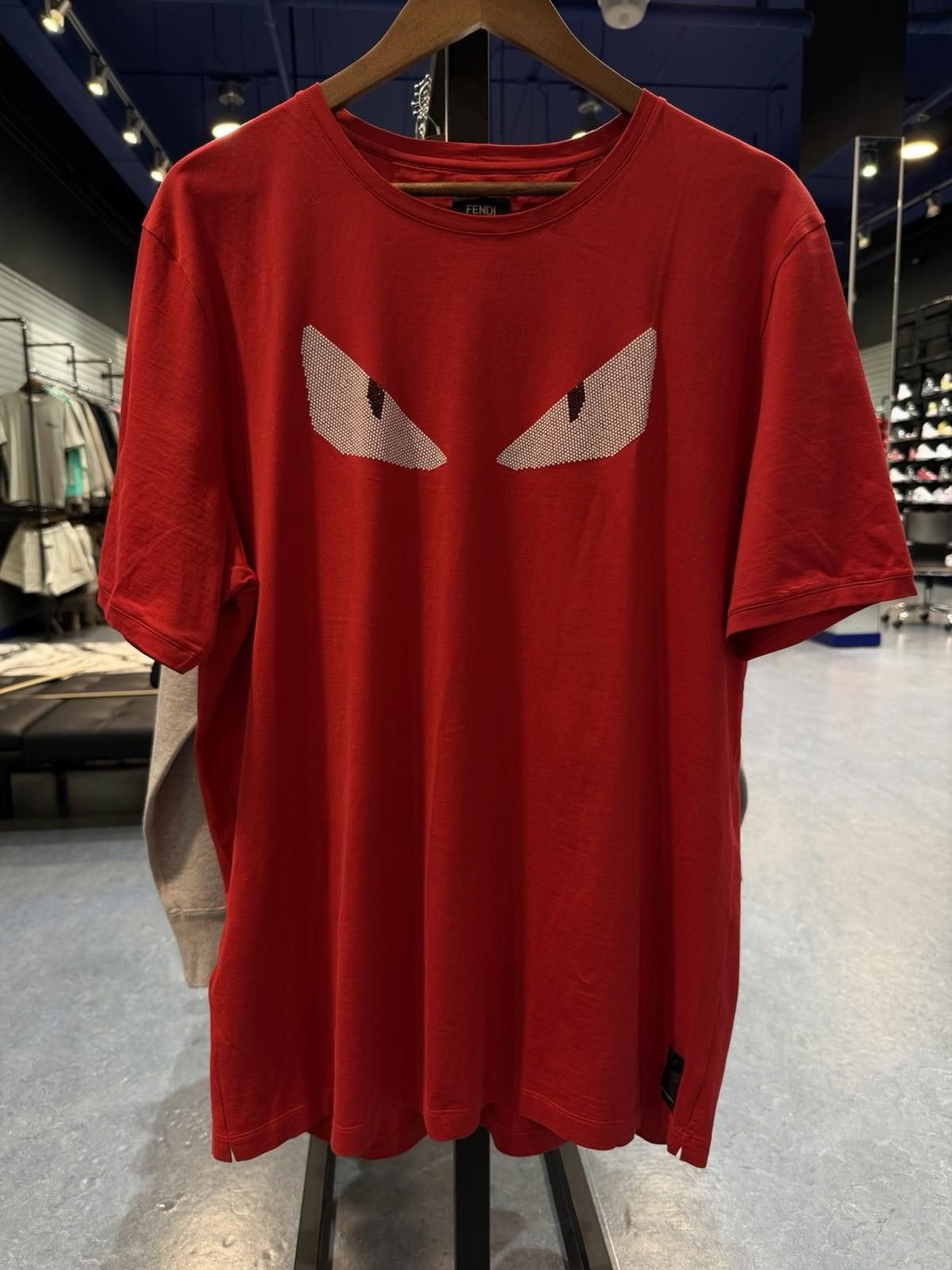 Fendi FENDI Men's Size- (58) Red Cotton Silver Eyes T-Shirt $700 Size US XL / EU 56 / 4 - 2 Thumbnail