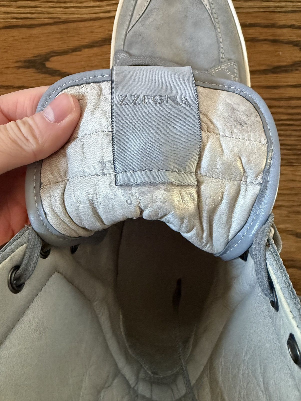 Z Zegna Zegna High Top Blue Suede Sneaker Size US 8.5 / EU 41-42 - 7 Thumbnail