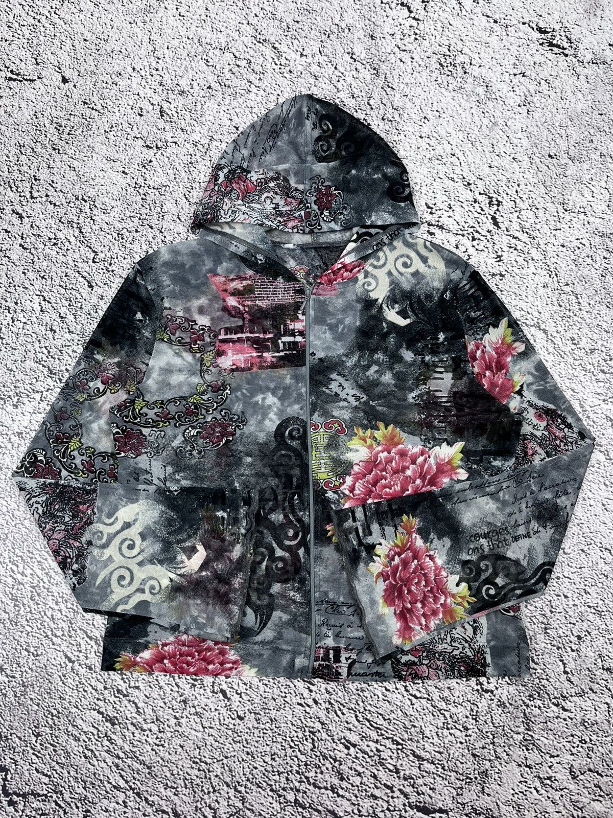 Japanese Brand Vintage Japanese Mesh Japan Asian AOP Zip Up Hoodie Size M / US 6-8 / IT 42-44 - 5 Thumbnail