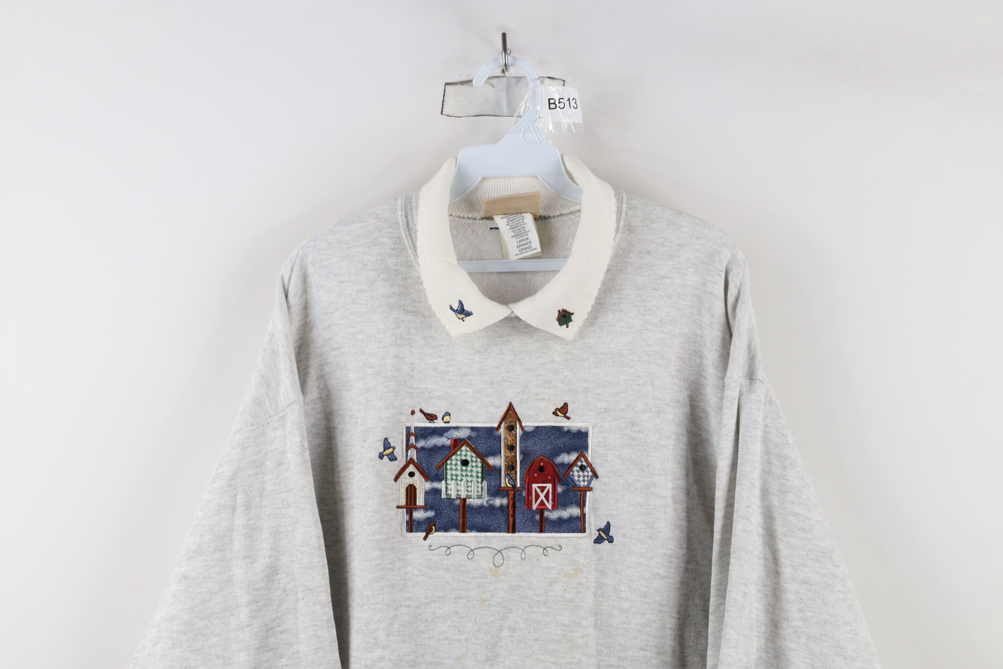 Vintage Vintage 90s Streetwear Nature Bird Collared Sweatshirt USA Size L / US 10 / IT 46 - 2 Thumbnail