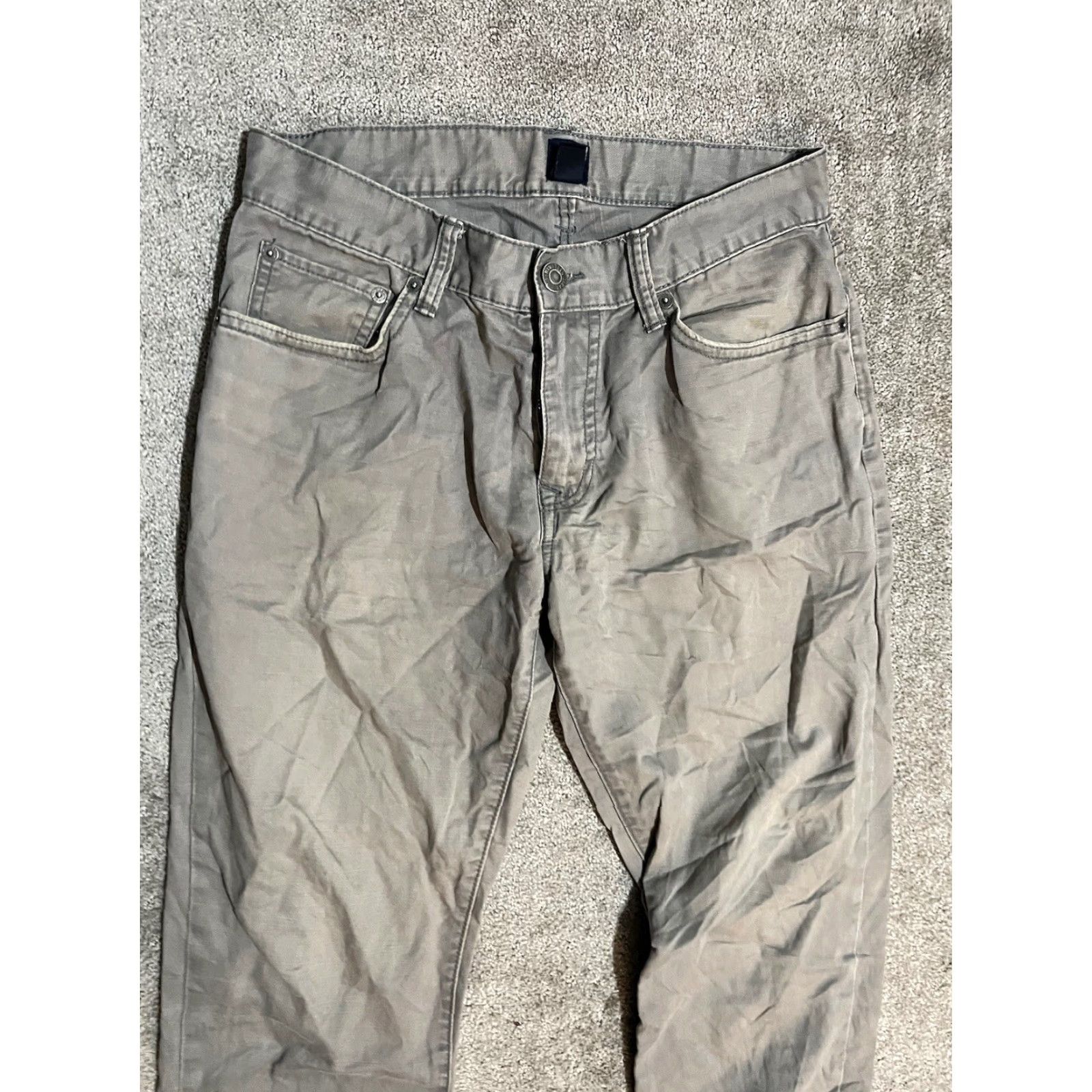 Gap Gap Men's Pants Flat Front Khaki Gray 30x30 Regular Cotton Straight Leg Size US 30 / EU 46 - 2 Thumbnail