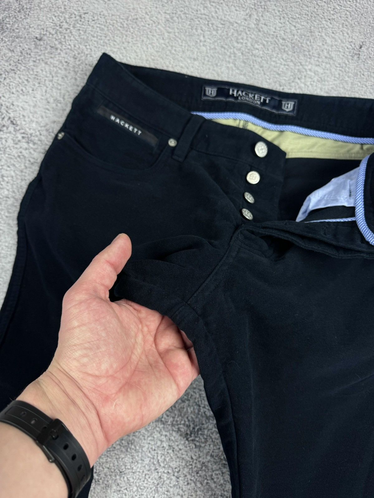 Hackett HACKETT London Velour Cotton Navy Blue Chino Pants Trousers Size US 31 - 13 Thumbnail