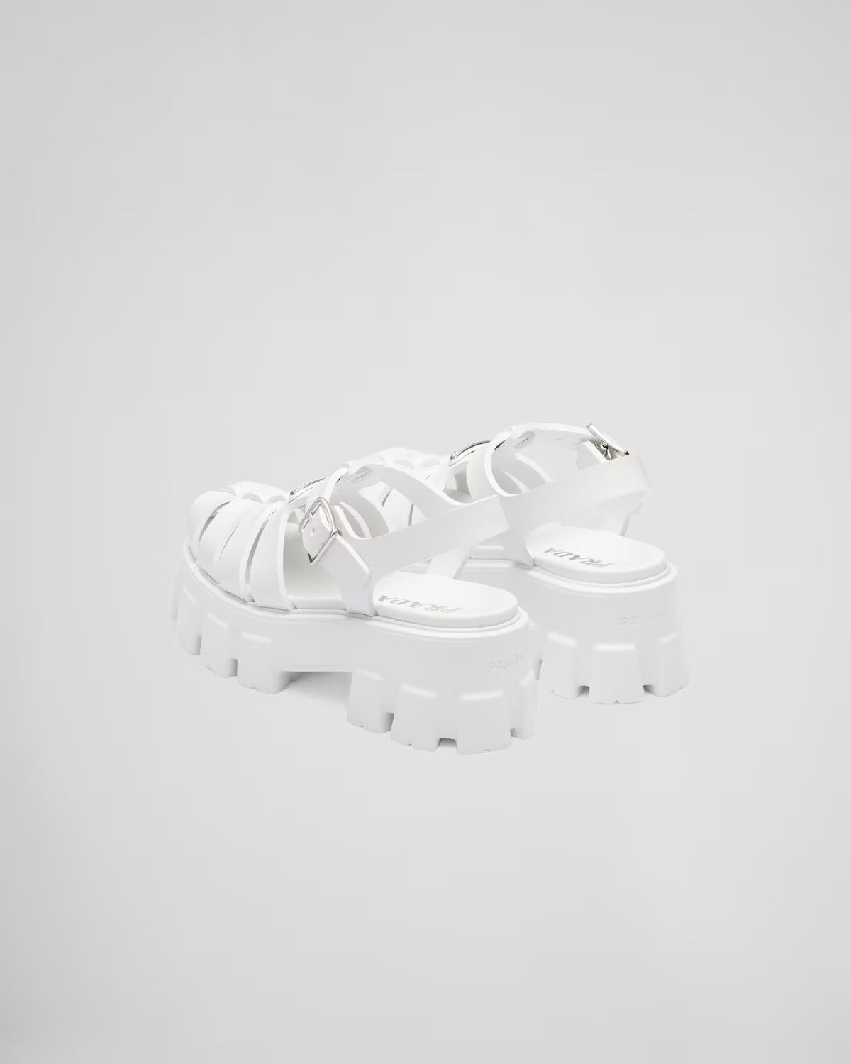 Prada o1tko11025 Soft Cage Blanco Sandals in White Size US 7 / EU 40 - 4 Thumbnail
