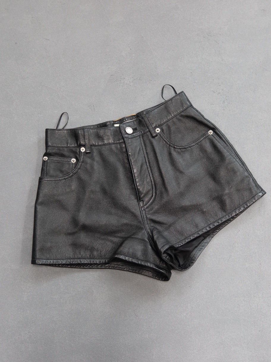 Saint Laurent Paris Saint Laurent Leather Shorts Black F36 Size 26" / US 2 / IT 38 - 1 Thumbnail