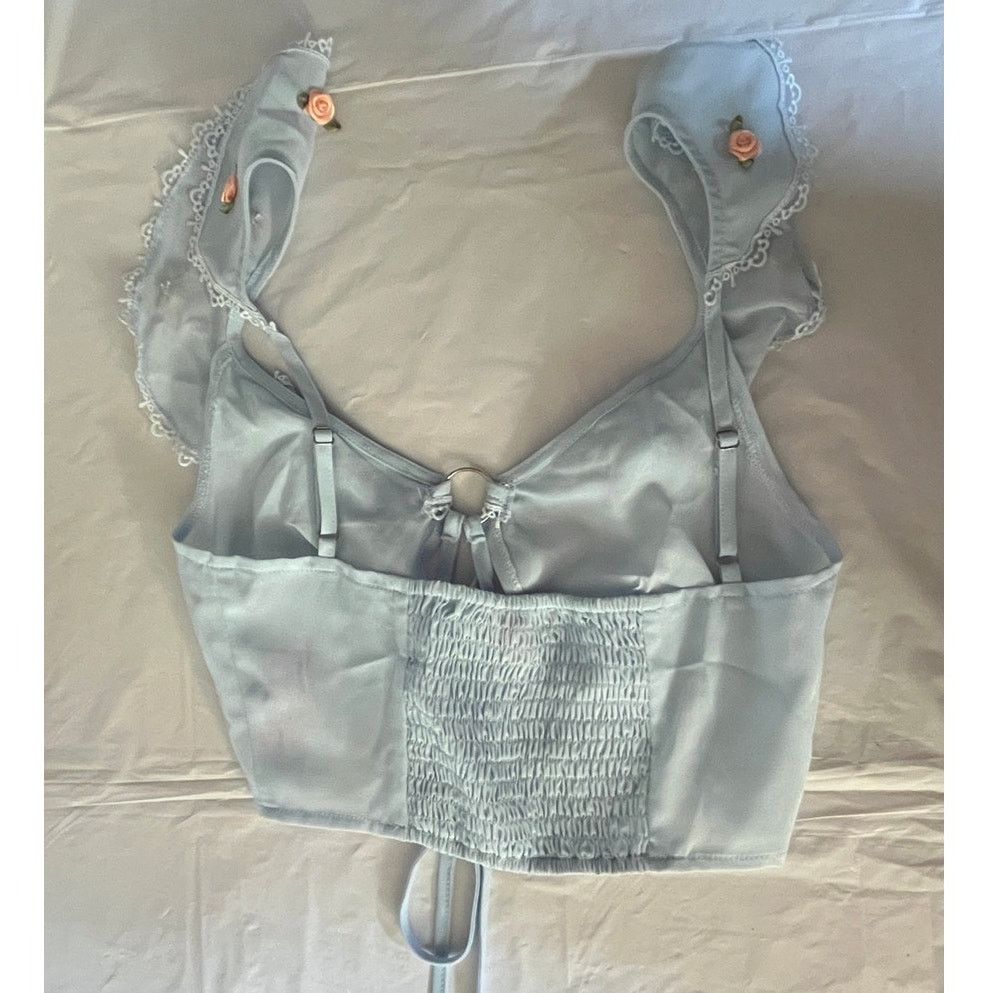 Dolls Kill Dolls Kill Sugar Thrillz Light Blue Ruffle Crop Top Size XXS Size ONE SIZE - 3 Thumbnail