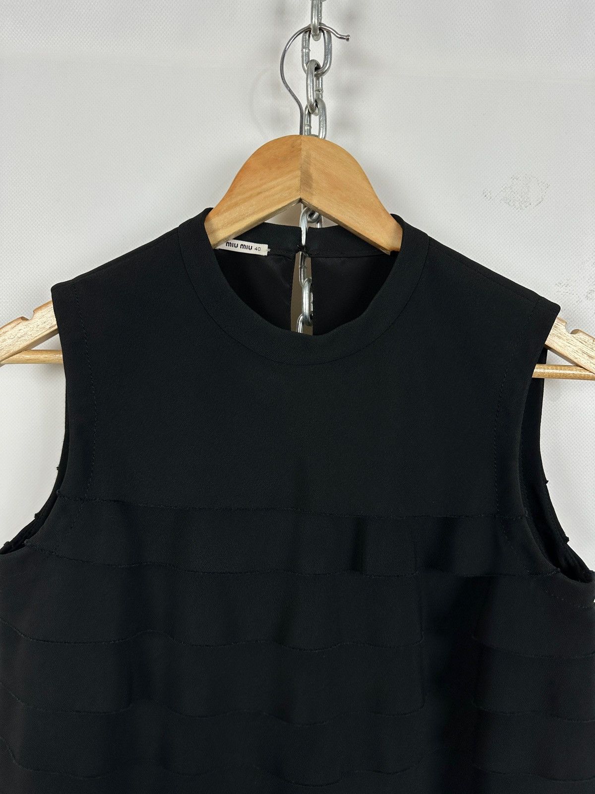 Miu Miu Miu Miu Black Layered Sleeveless Ruffle Textured Dress Size S / US 4 / IT 40 - 8 Thumbnail