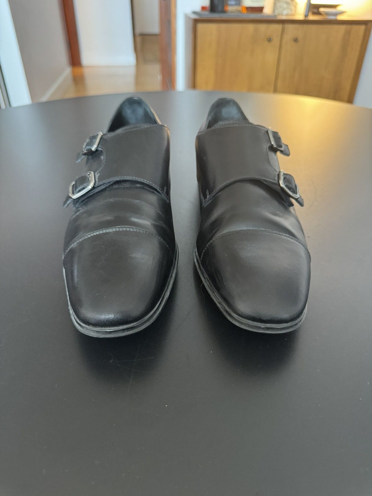 Salvatore Ferragamo Ferragamo Double Monk Strap Shoe, black leather Size US 9 / EU 42 - 3 Thumbnail