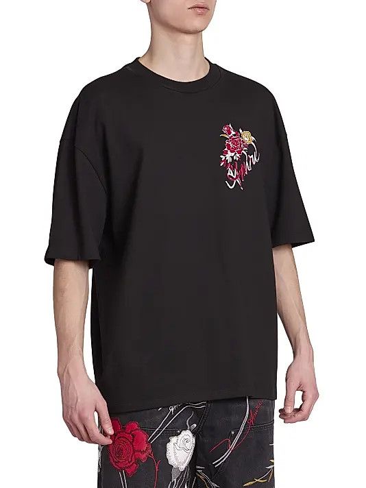 Amiri os11x1225 Roses Cotton Oversized T-Shirt in Black Size US M / EU 48-50 / 2 - 4 Thumbnail