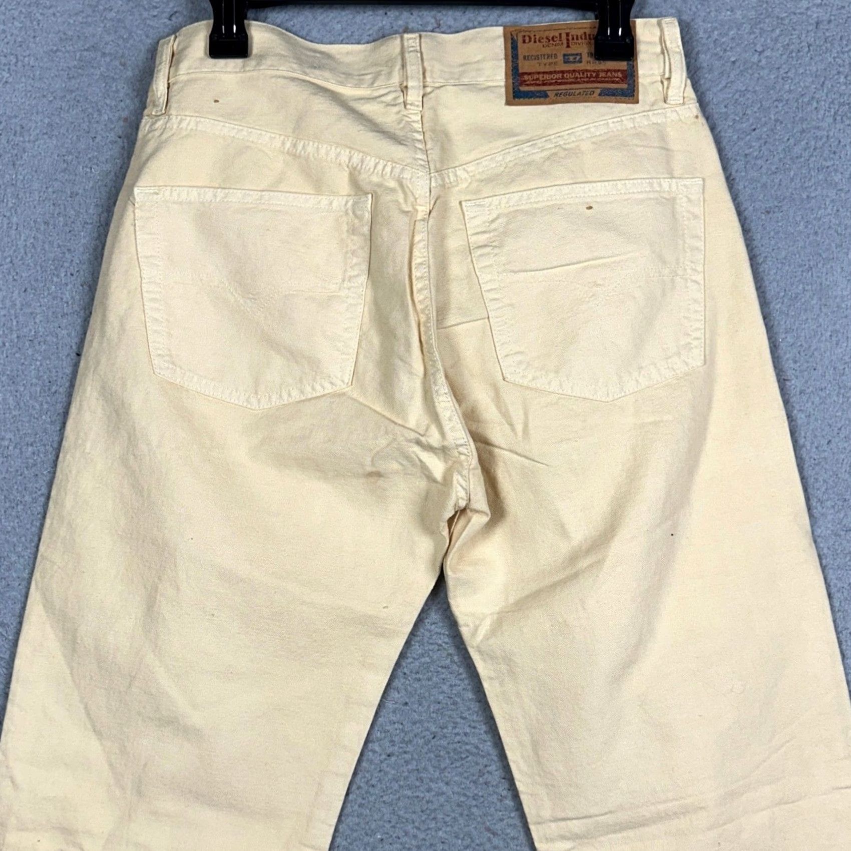Diesel Diesel Keetar Jeans Mens 30 Straight 5-Pocket Button Fly Linen Blend Pale Yellow Cream Denim Italy Size US 30 / EU 46 - 3 Thumbnail