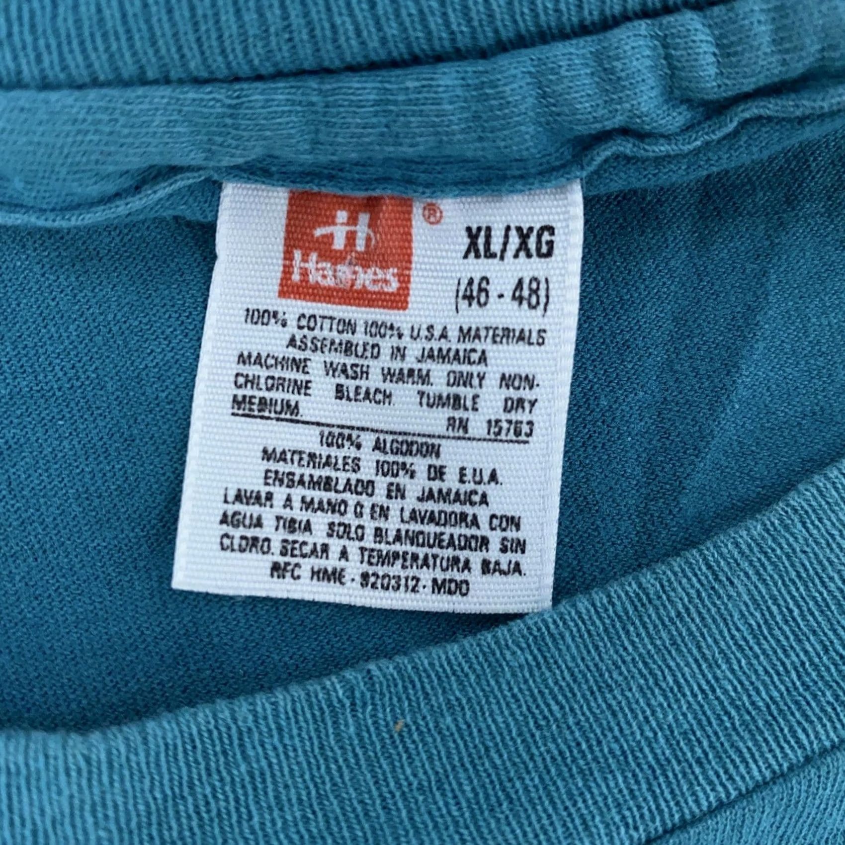 Hanes VINTAGE Hanes Pocket Shirt Mens L/XL Blank Single Stitch Basic Tee USA Blue 90s Size US L / EU 52-54 / 3 - 8 Thumbnail
