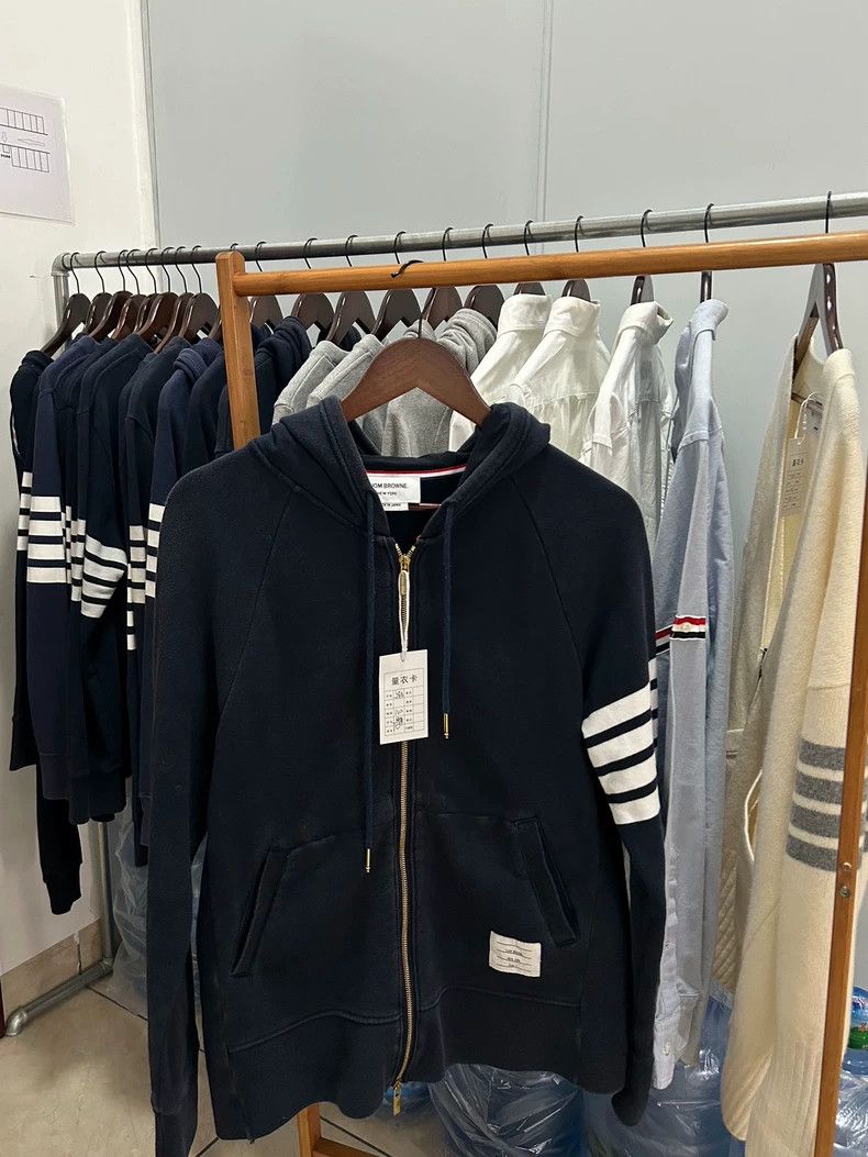 Thom Browne Thom Browne Navy Striped Zip-Up Hoodie-dmc Size US M / EU 48-50 / 2 - 1 Thumbnail