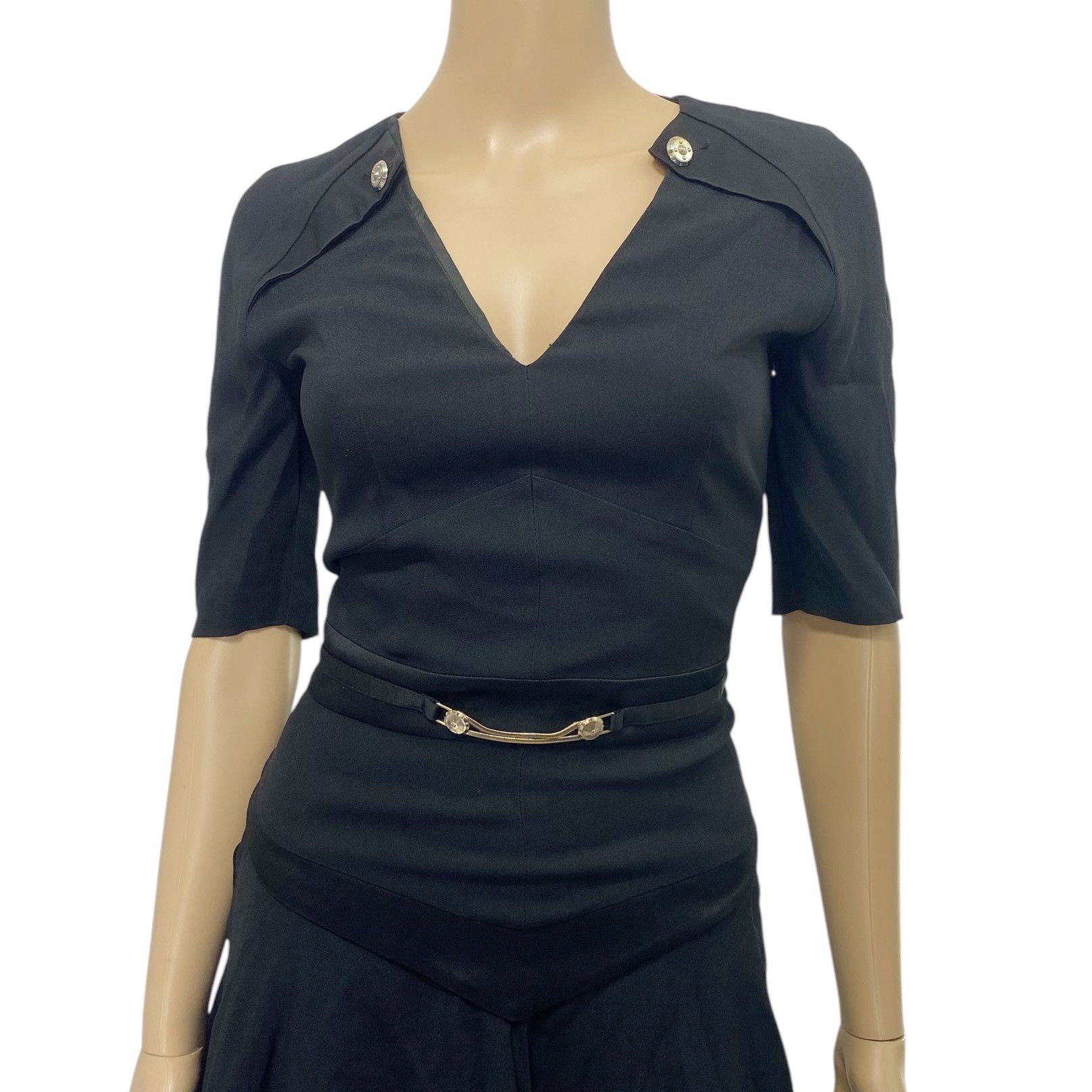 Versus Versace Black Chain Stud Accents Sheath Dress Size XS / US 0-2 / IT 36-38 - 5 Thumbnail