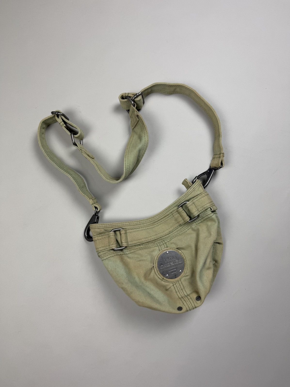 Diesel Vintage Y2K Military Crossbody Shoulder Messenger Bag in Green, Men's