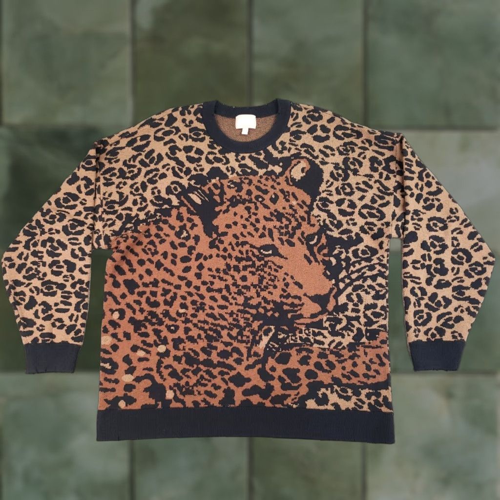 Show Me Your MuMu Show me your Mumu Sweater Womens Small Brown Crew Neck Leopard Knit Long Sleeve - Mens? Size S / US 4 / IT 40 - 1 Thumbnail