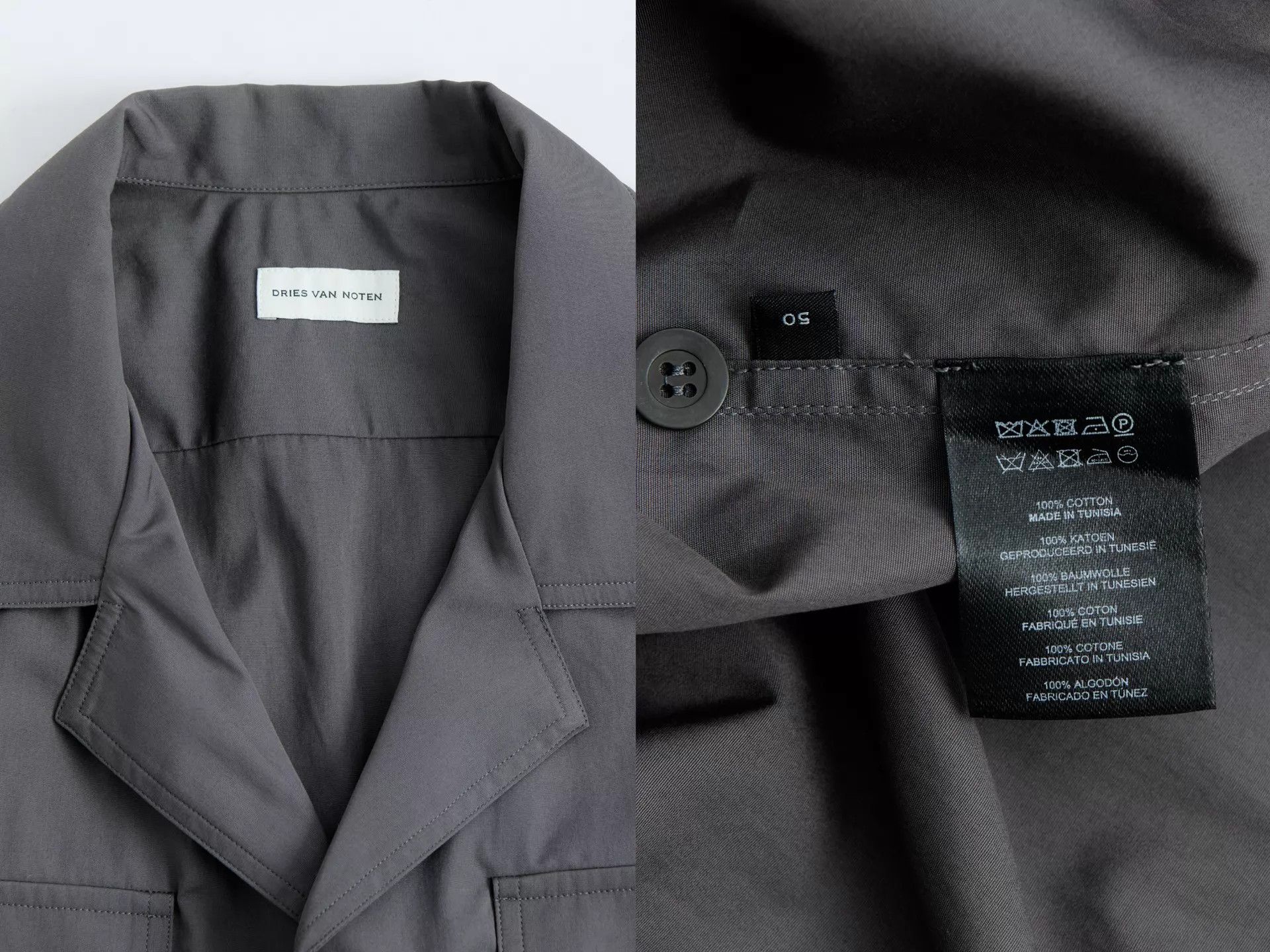 Dries Van Noten DRIES VAN NOTEN Gray Work Shirt 100% Cotton Size 50 Size US M / EU 48-50 / 2 - 9 Thumbnail