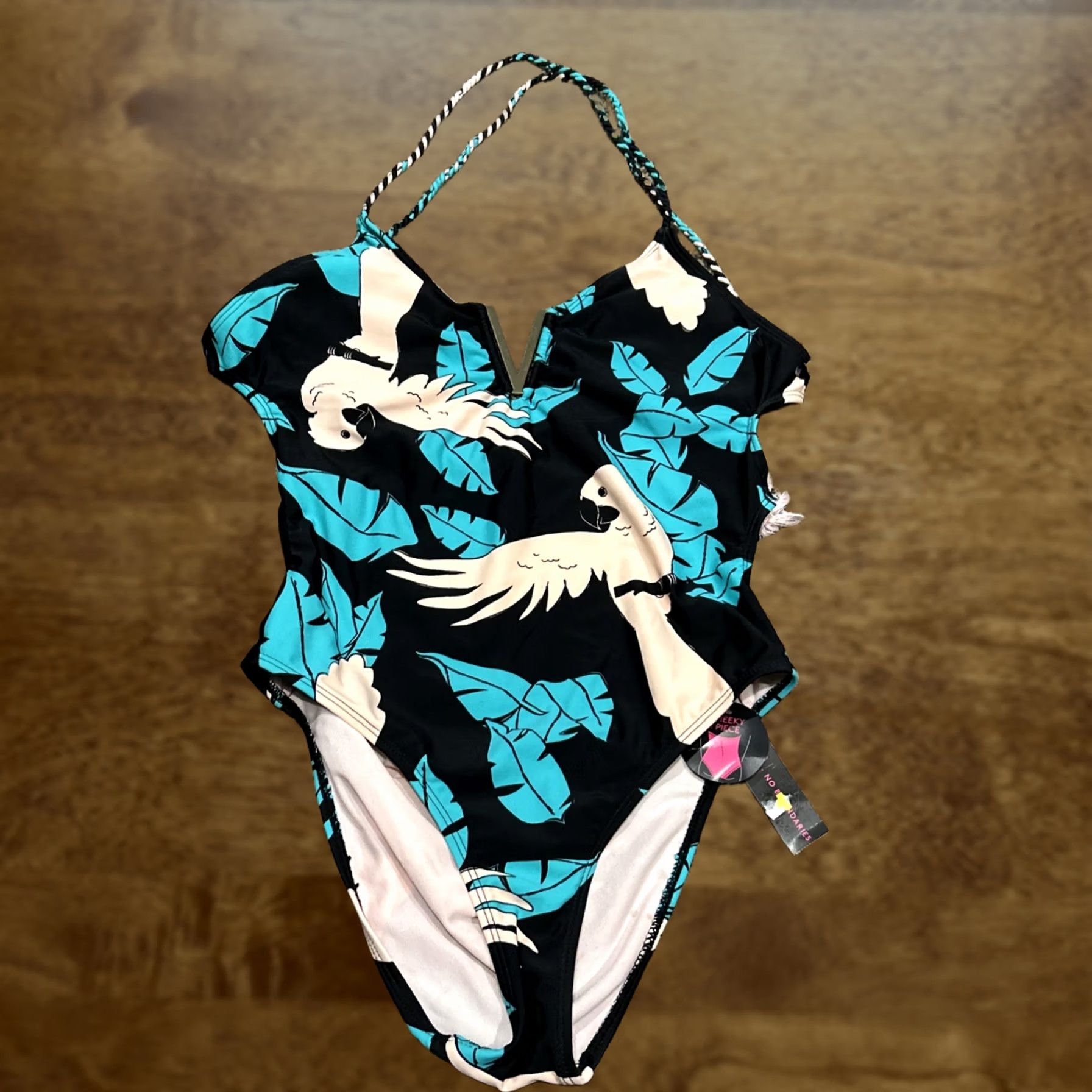Vintage No Boundaries Womens One Piece Bathing Swimsuit Multi Strap High-Waisted Green M B8 Size ONE SIZE - 1 Thumbnail