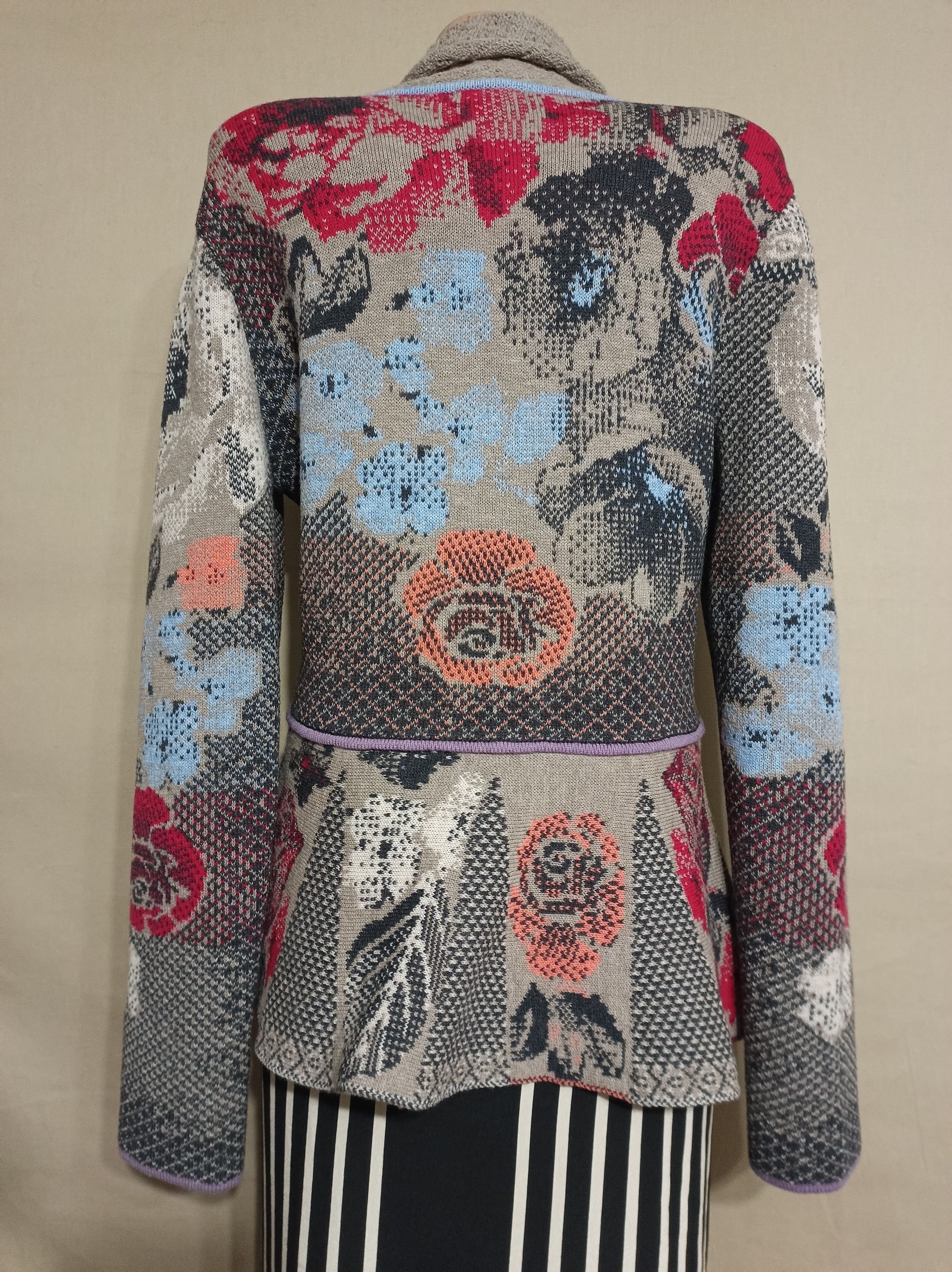 Designer IVKO Floral Brocade Patern Wool Cardigan Jacket EU 40 Size S / US 4 / IT 40 - 2 Thumbnail