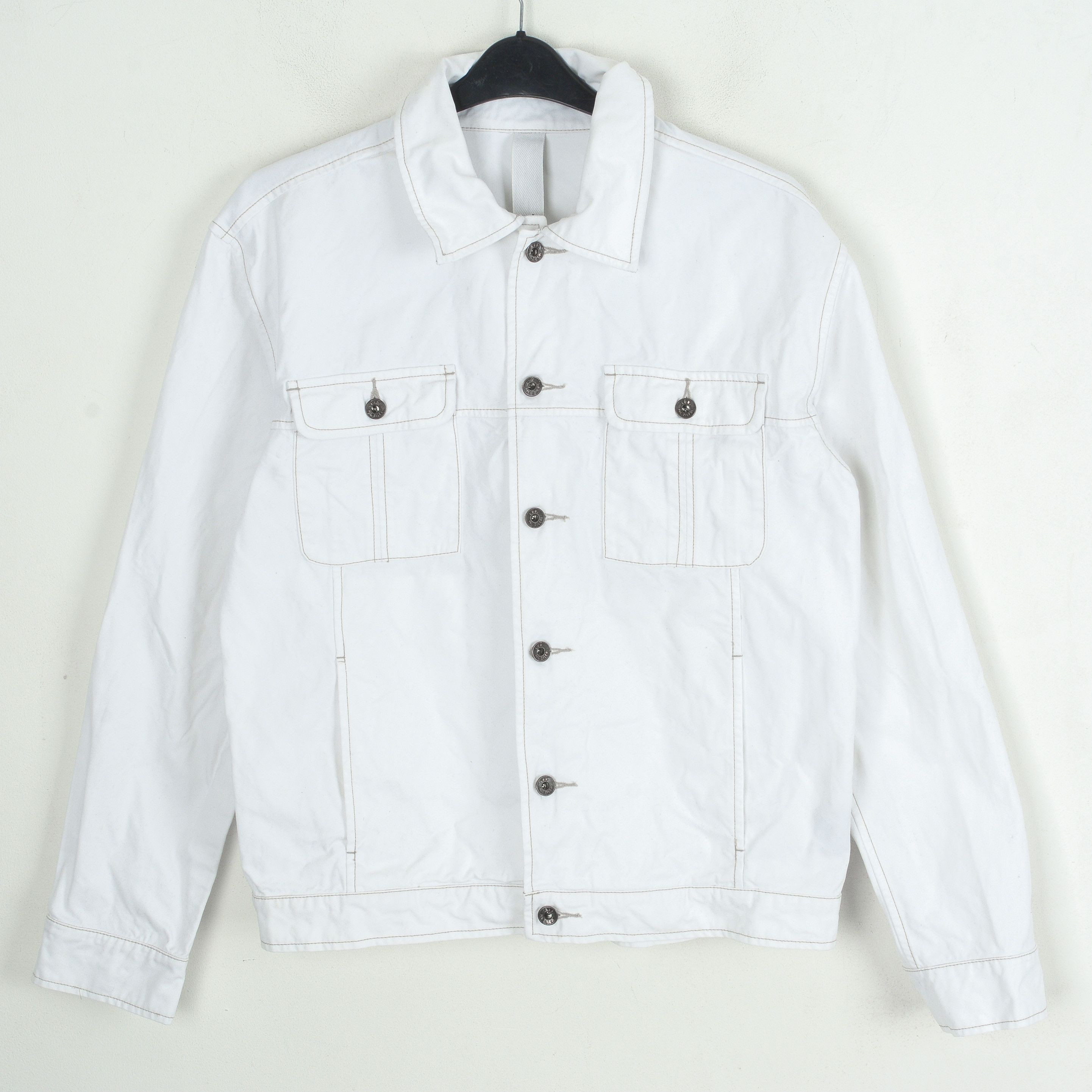 image of Italian Designers Pal Zileri Lab Denim L Jacket Coat Jean Uk 42 Us White Eu 52, Men's (Size Large)