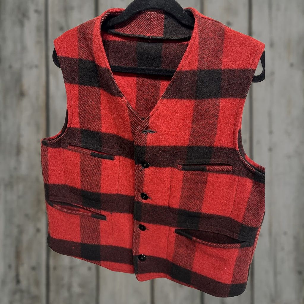 Chippewa VINTAGE Chippewa Woolen Mills Vest Mens Large Wool Western Rancher Plaid Buffalo Red Size US L / EU 52-54 / 3 - 1 Thumbnail