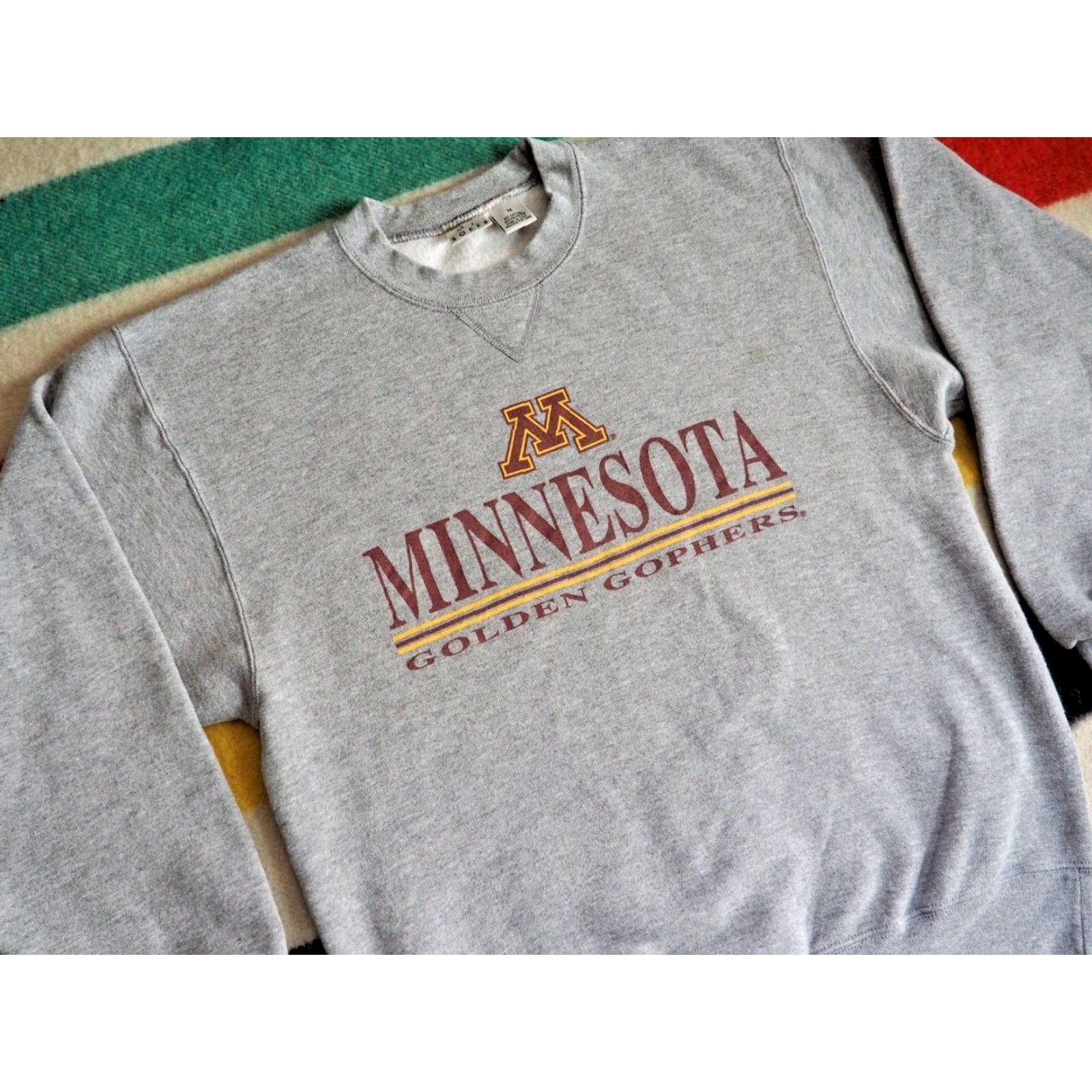 Soffe VTG Soffe Sweatshirt 90s University Minnesota Gophers Gray Pullover Crew Neck Cotton Blend Fleece Logo M Mens Size US M / EU 48-50 / 2 - 2 Thumbnail